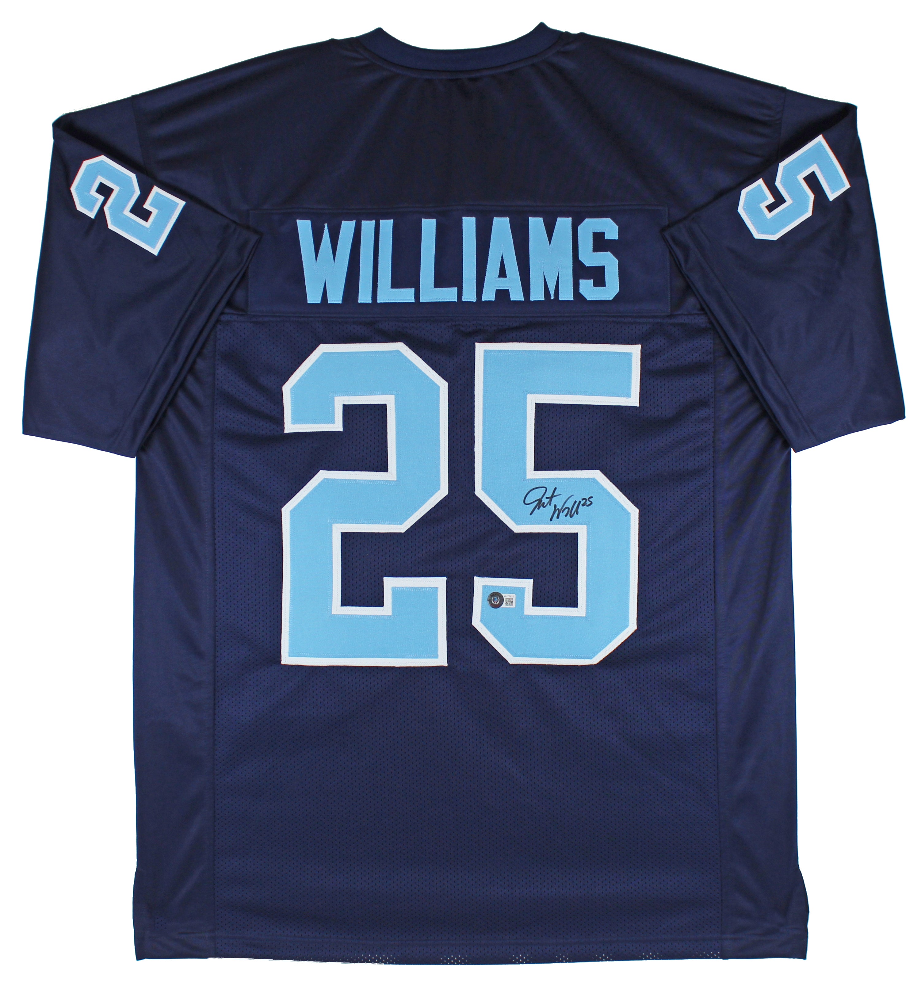 UNC Javonte Williams Signed Navy Blue Pro Style Jersey w/ Blue #s BAS Witnessed