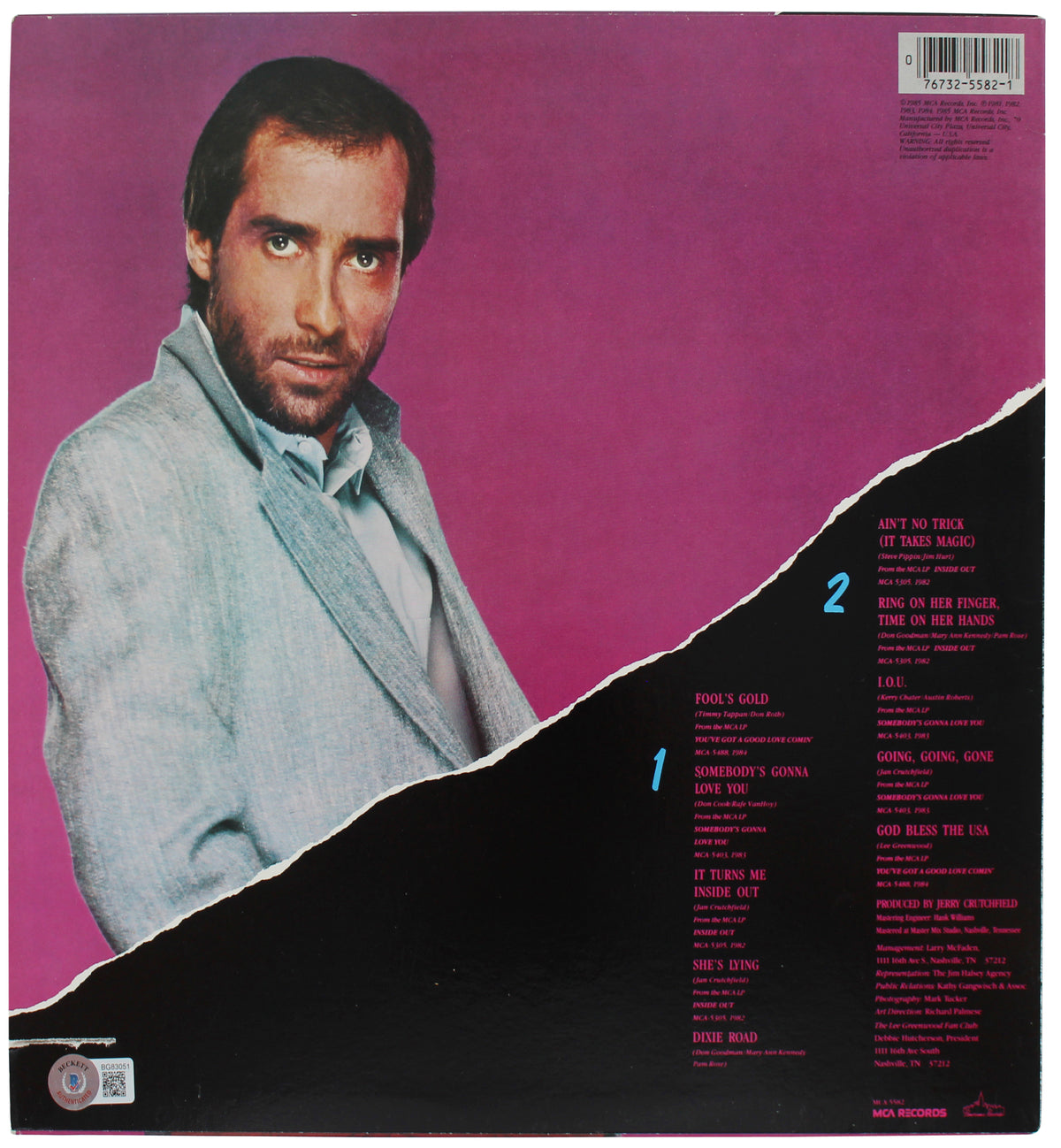 Lee Greenwood Authentic Signed Greatest Hits Album Cover BAS #BG83051