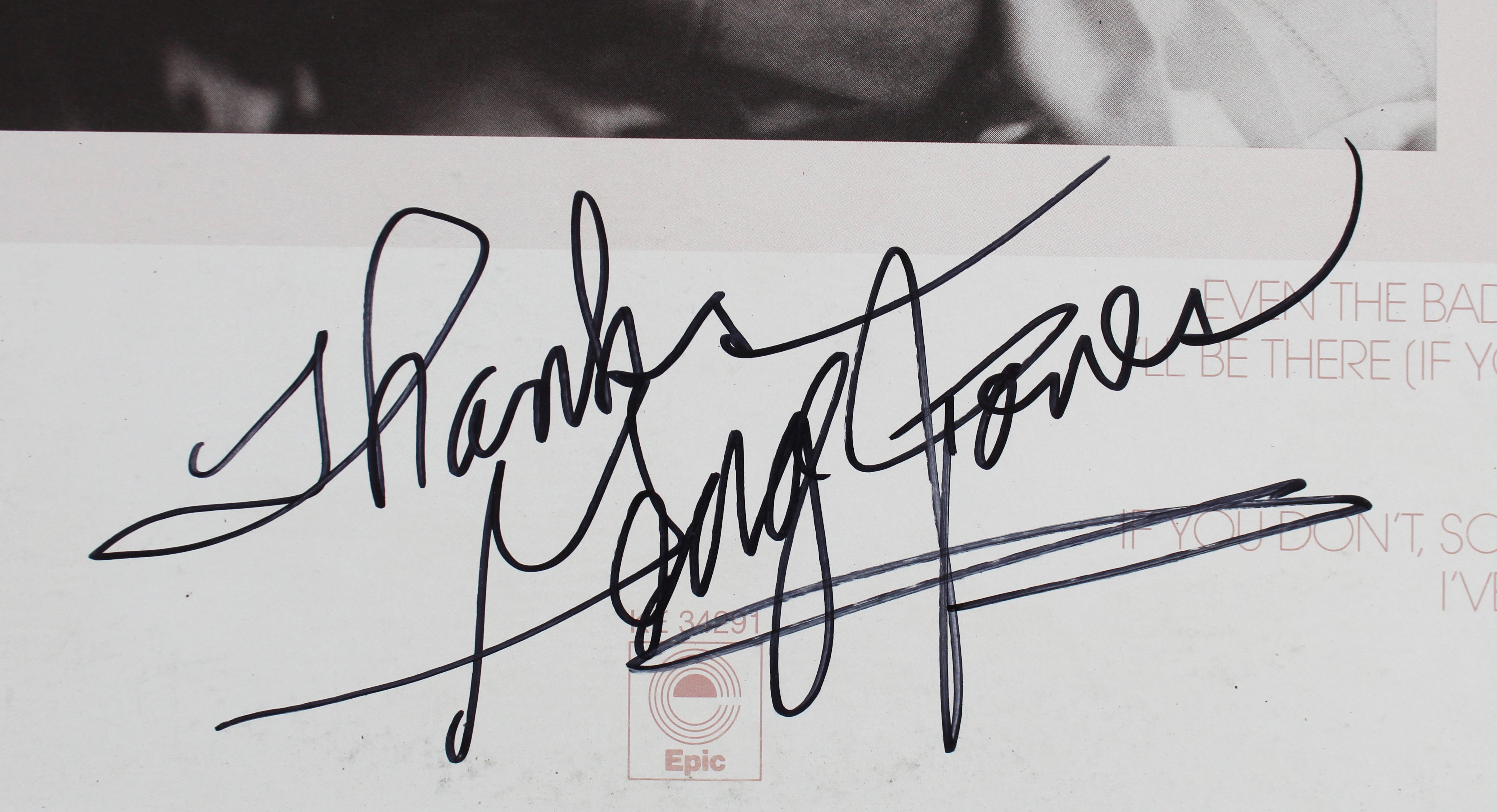 George Jones "Thanks" Authentic Signed Golden Ring Album Cover BAS #BG83049