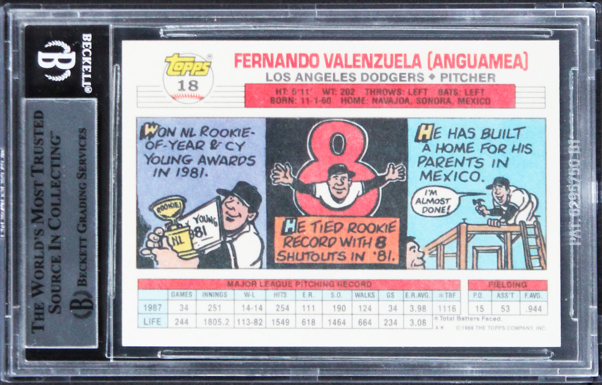 Dodgers Fernando Valenzuela Authentic Signed 1989 Topps Big #18 Card BAS Slabbed
