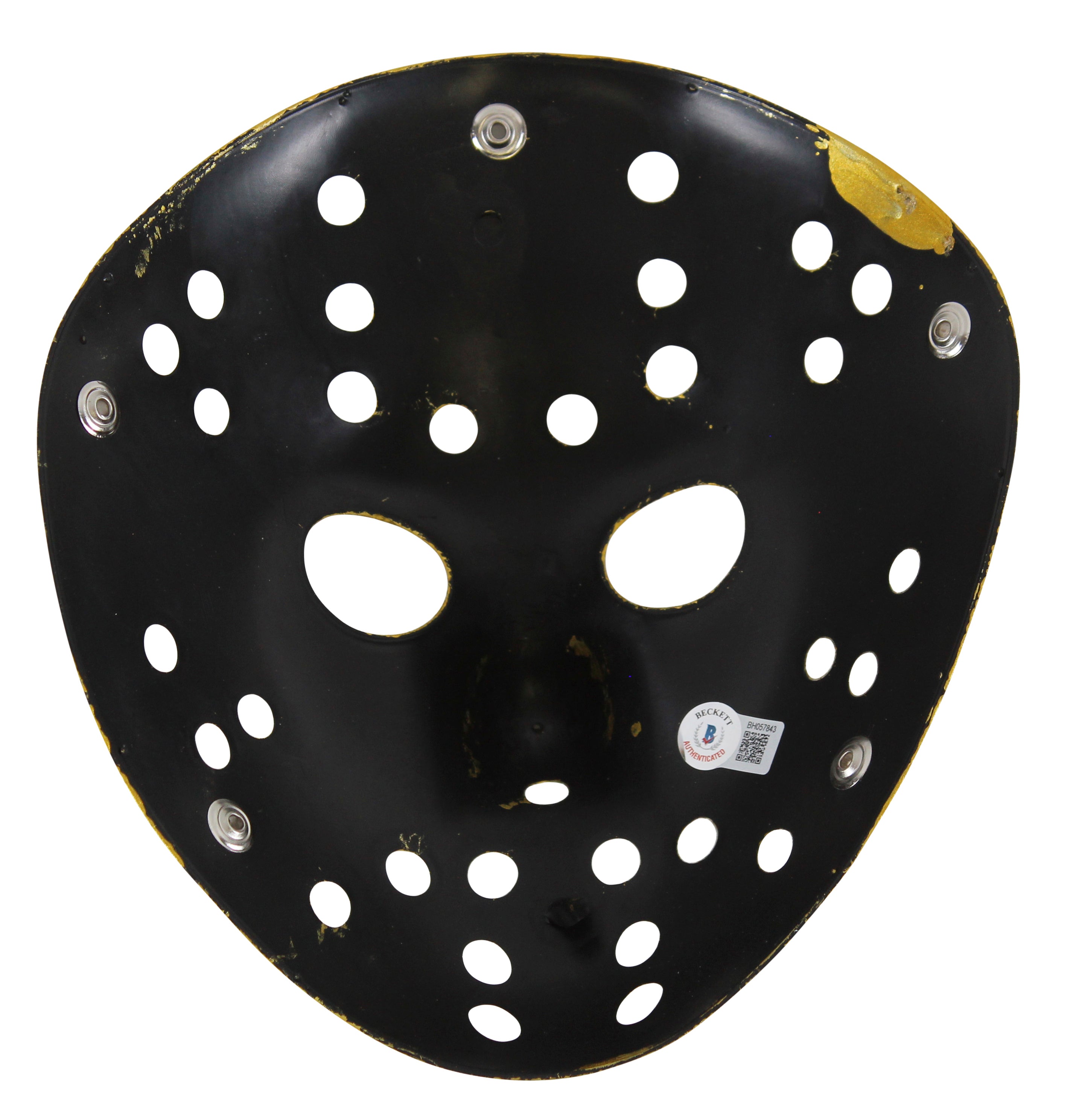 Ari Lehman Friday The 13th "Jason 1" Signed Gold Jason Mask w/ Blue Sig BAS Wit