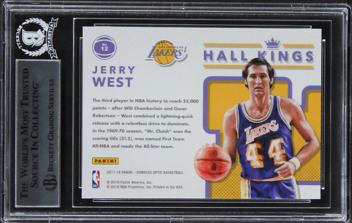 Lakers Jerry West Signed 2017 Donruss Optic Hall Kings #12 Card BAS Slabbed