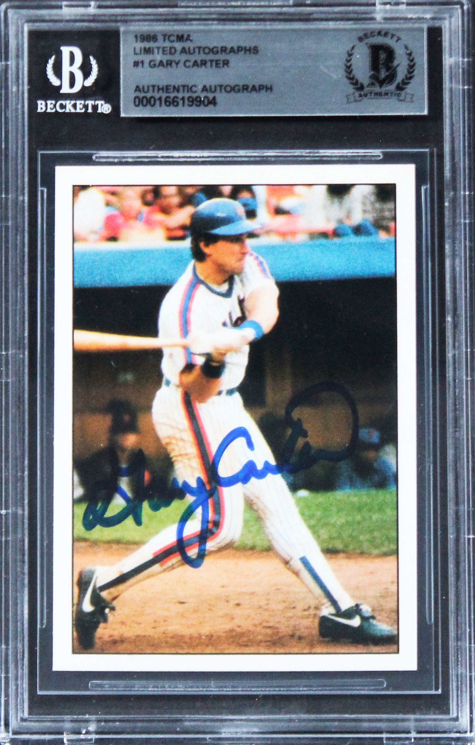 Mets Gary Carter Authentic Signed 1986 TCMA Limited Autographs #1 Card BAS Slab