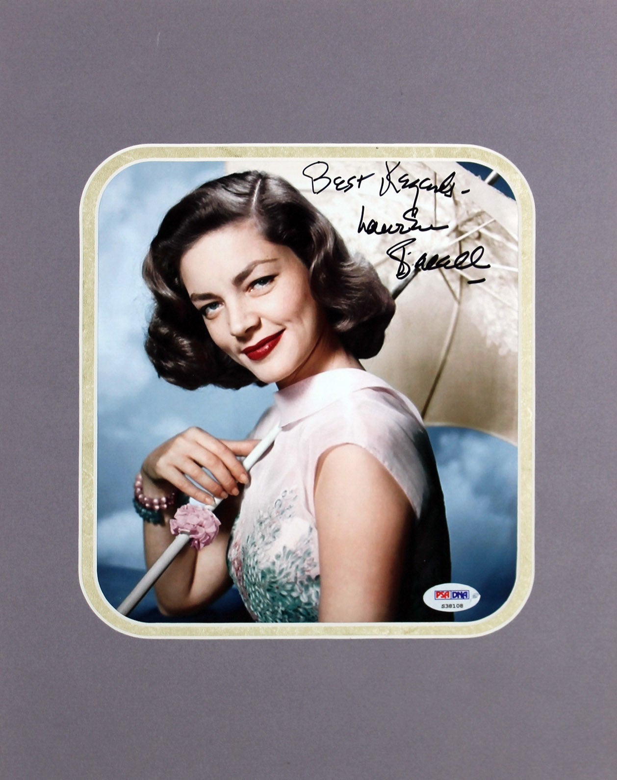 Lauren Bacall "Best Regards" Authentic Signed 8x10 Matted Photo PSA/DNA #S38108