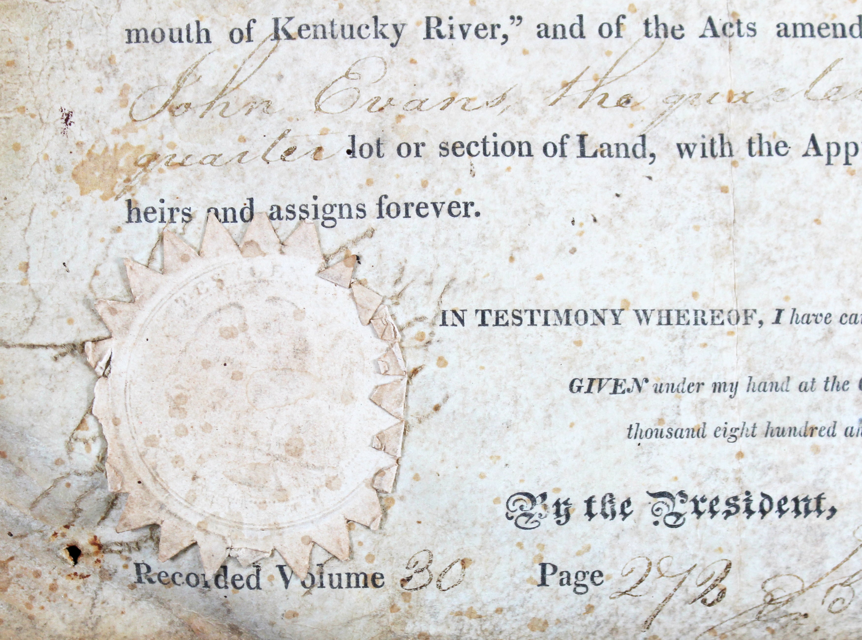 James Monroe Authentic Signed 8.25x13.25 1819 Land Grant Document JSA #BB88828