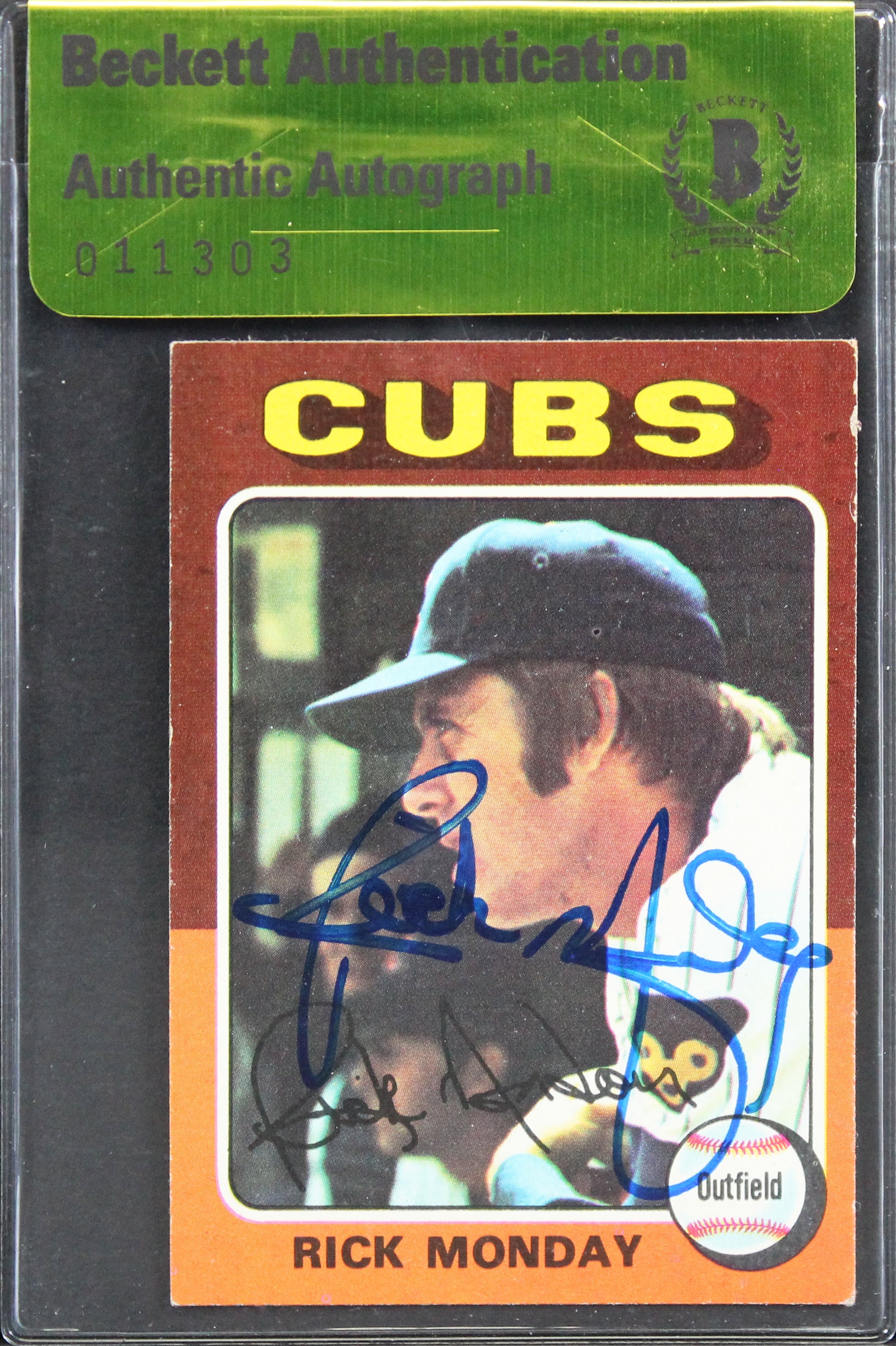 Cubs Rick Monday Authentic Signed 1975 Topps #129 Card Autographed BAS #11303