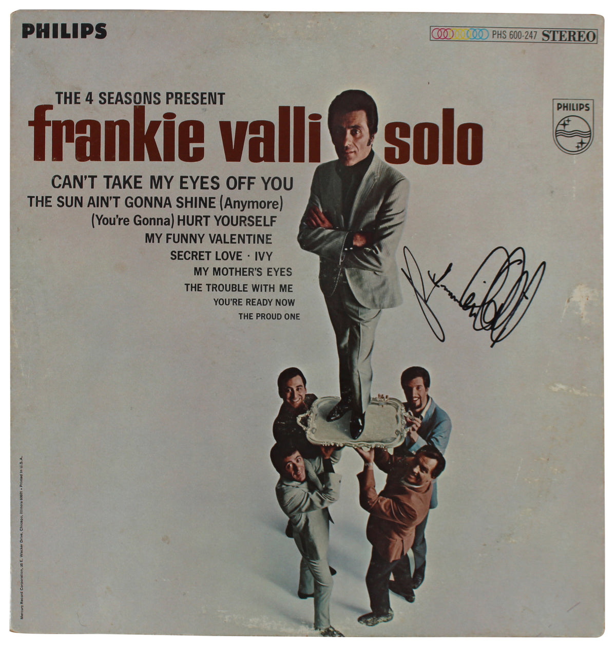 Frankie Valli Signed The 4 Seasons Present Solo Album Cover BAS #BG83040