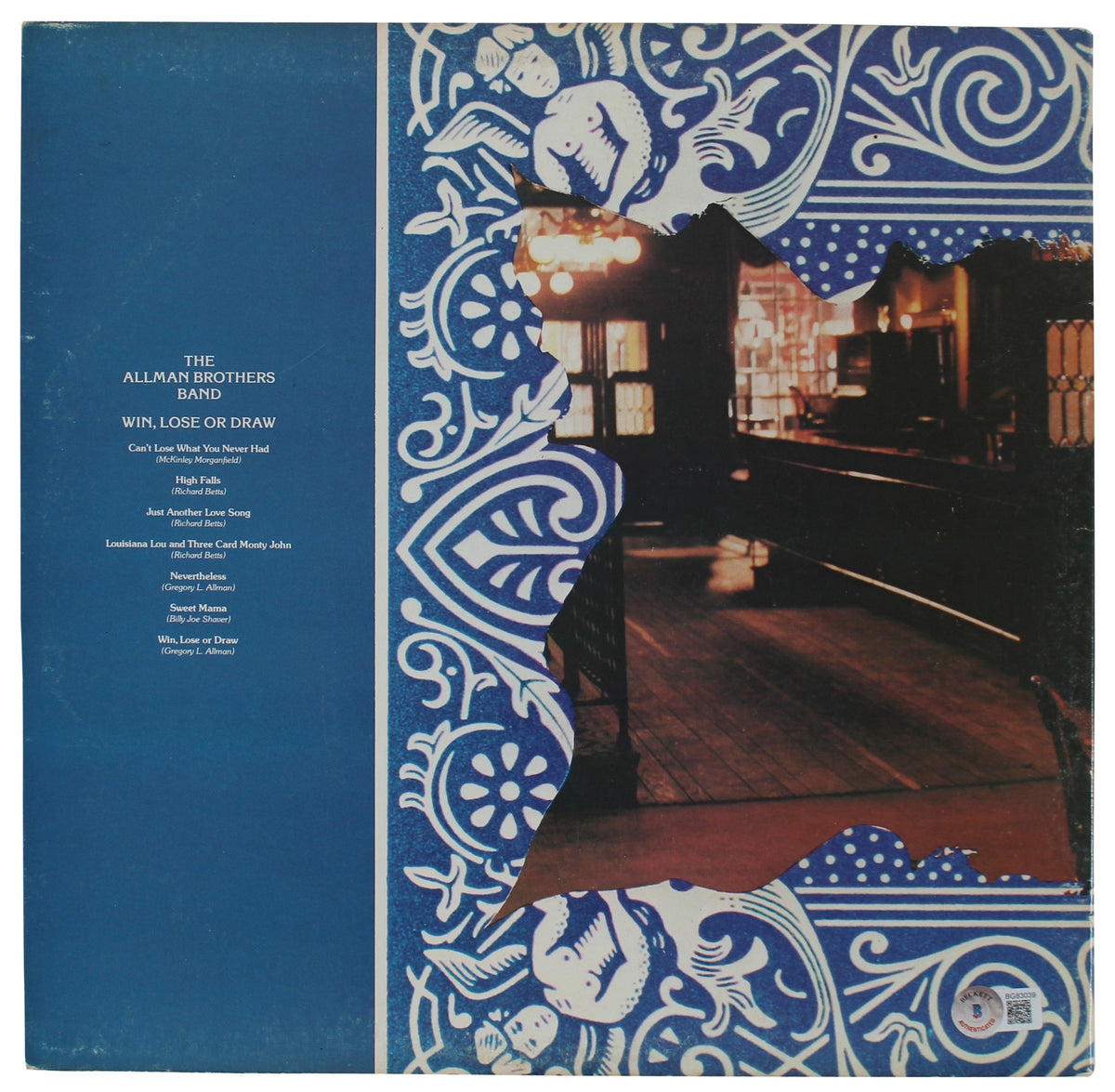 Gregg Allman The Allman Bros Signed Win, Lose Or Draw Album Cover BAS #BG83039