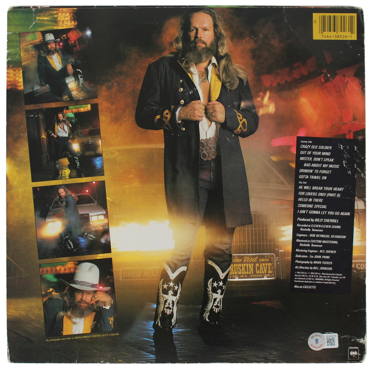 David Allan Coe Authentic Signed Hello In There Album Cover BAS #BG83038