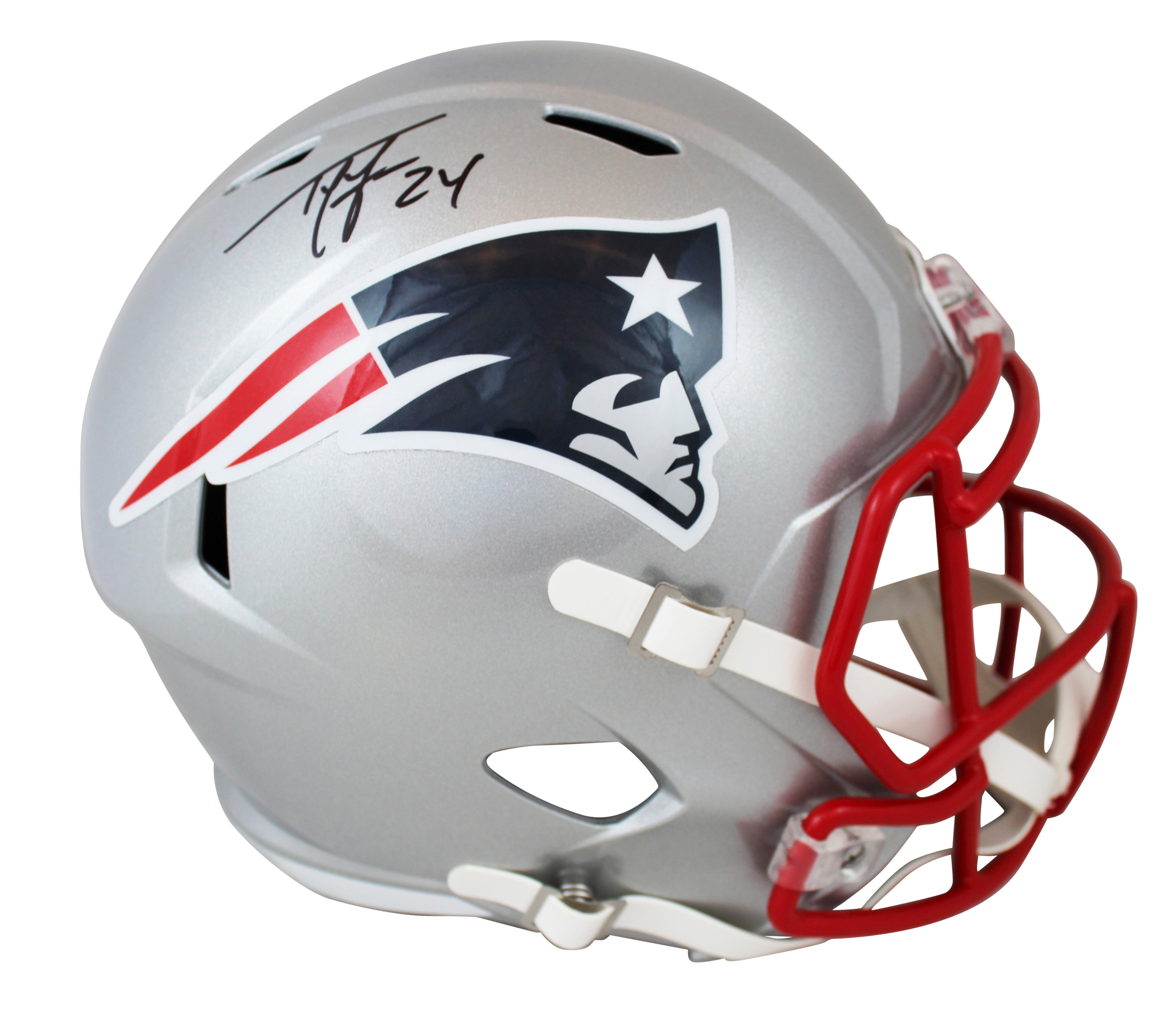 Patriots Ty Law Authentic Signed Full Size Speed Rep Helmet BAS Witnessed