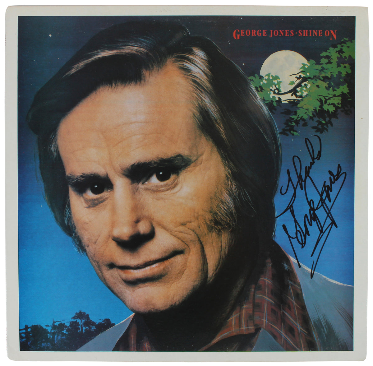 George Jones "Thanks" Authentic Signed Shine On Album Cover BAS #BG83035