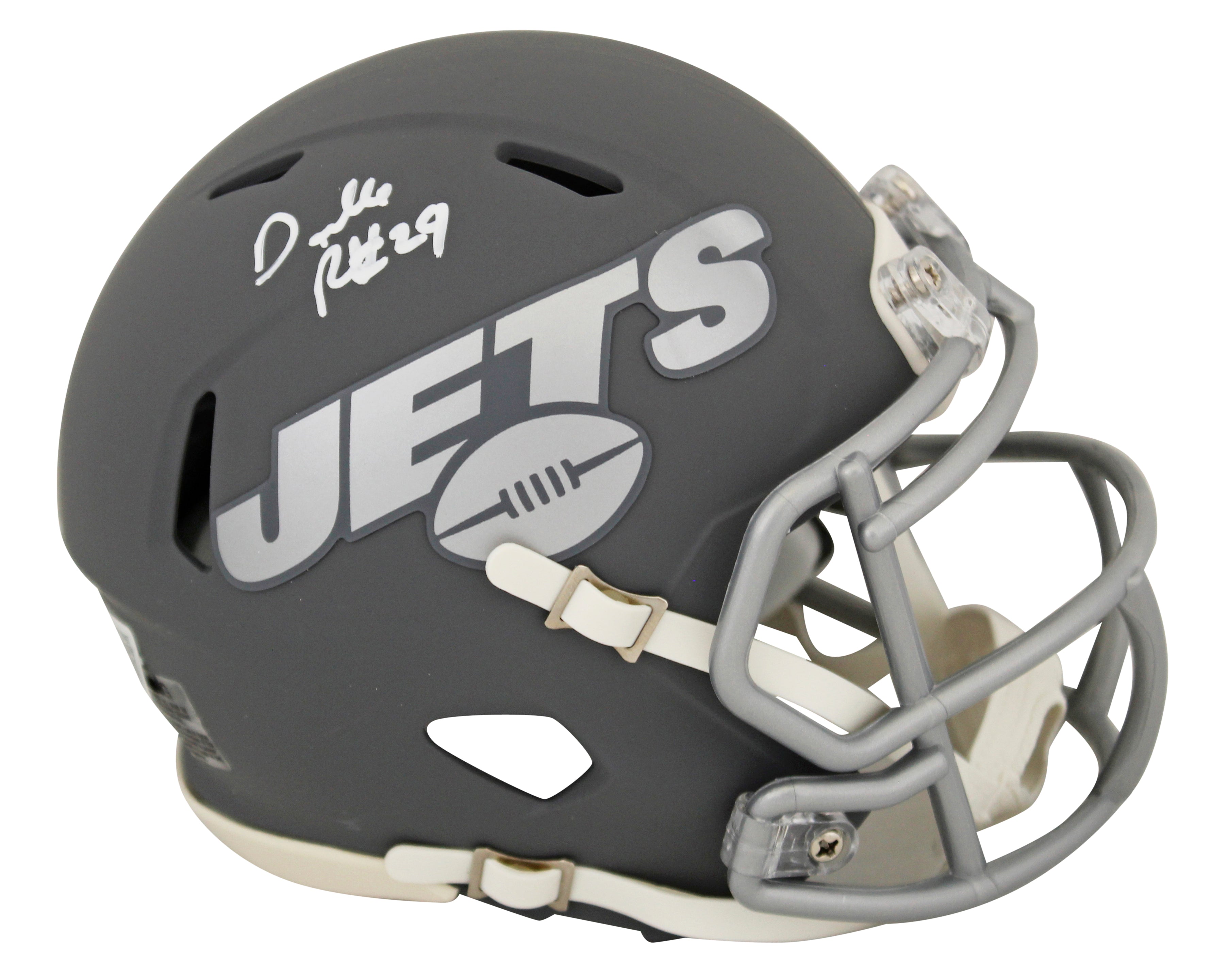 Jets Darrelle Revis Signed Slate Speed Mini Helmet W/ Case BAS Witnessed