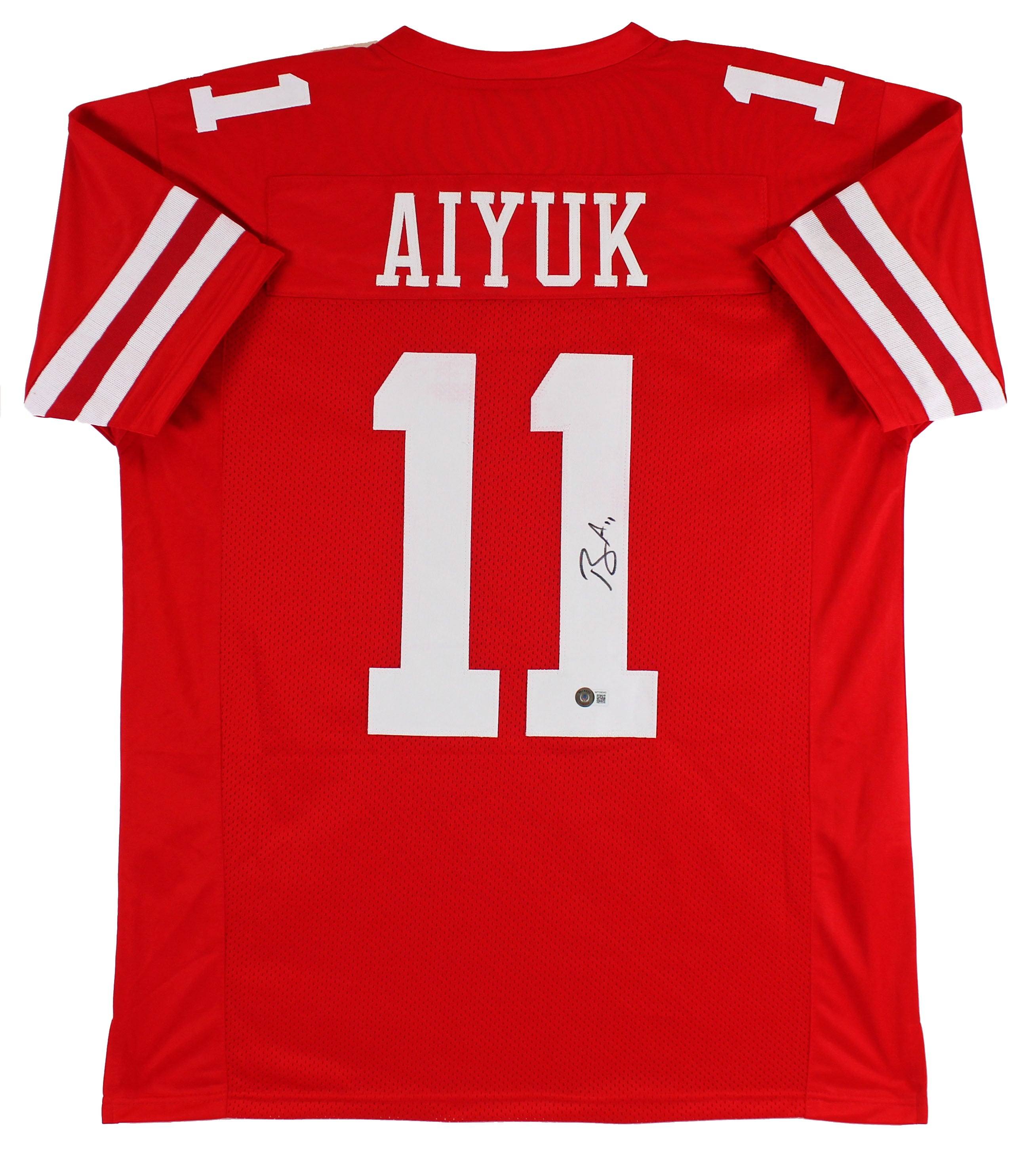 Brandon Aiyuk Authentic Signed Red Pro Style Jersey Autographed BAS Witnessed