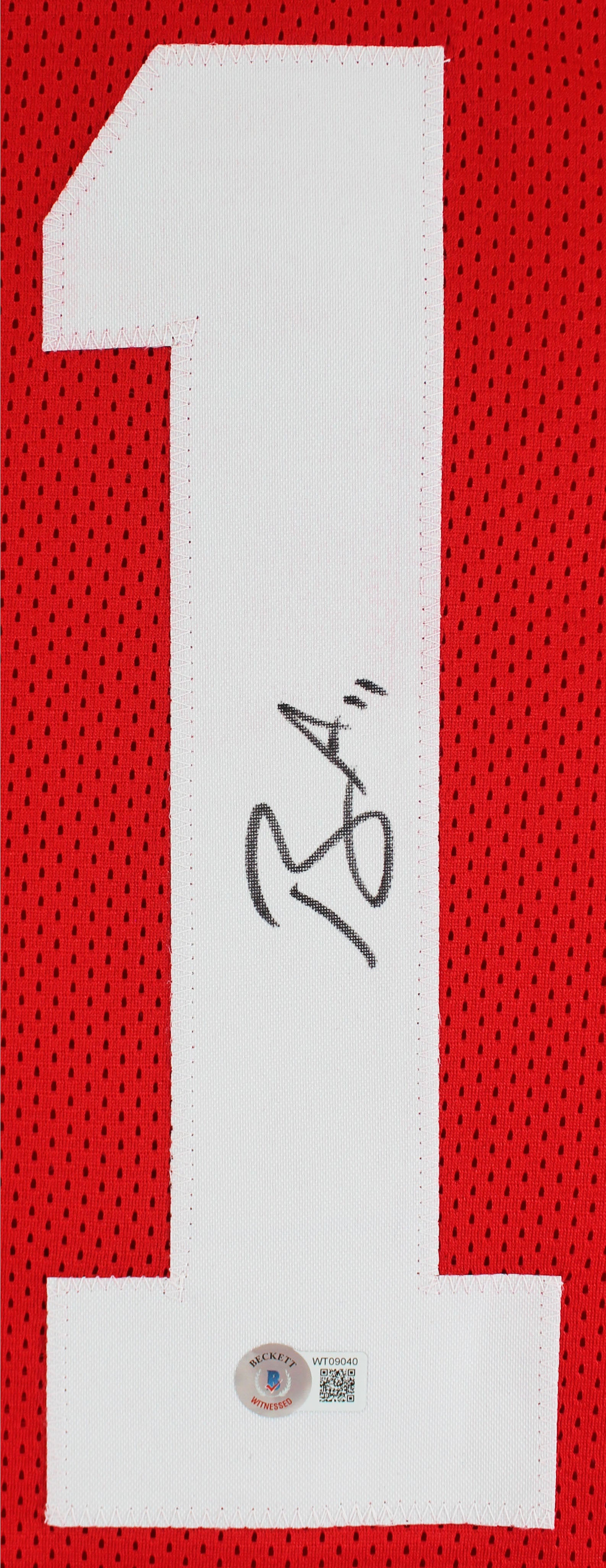 Brandon Aiyuk Authentic Signed Red Pro Style Jersey Autographed BAS Witnessed