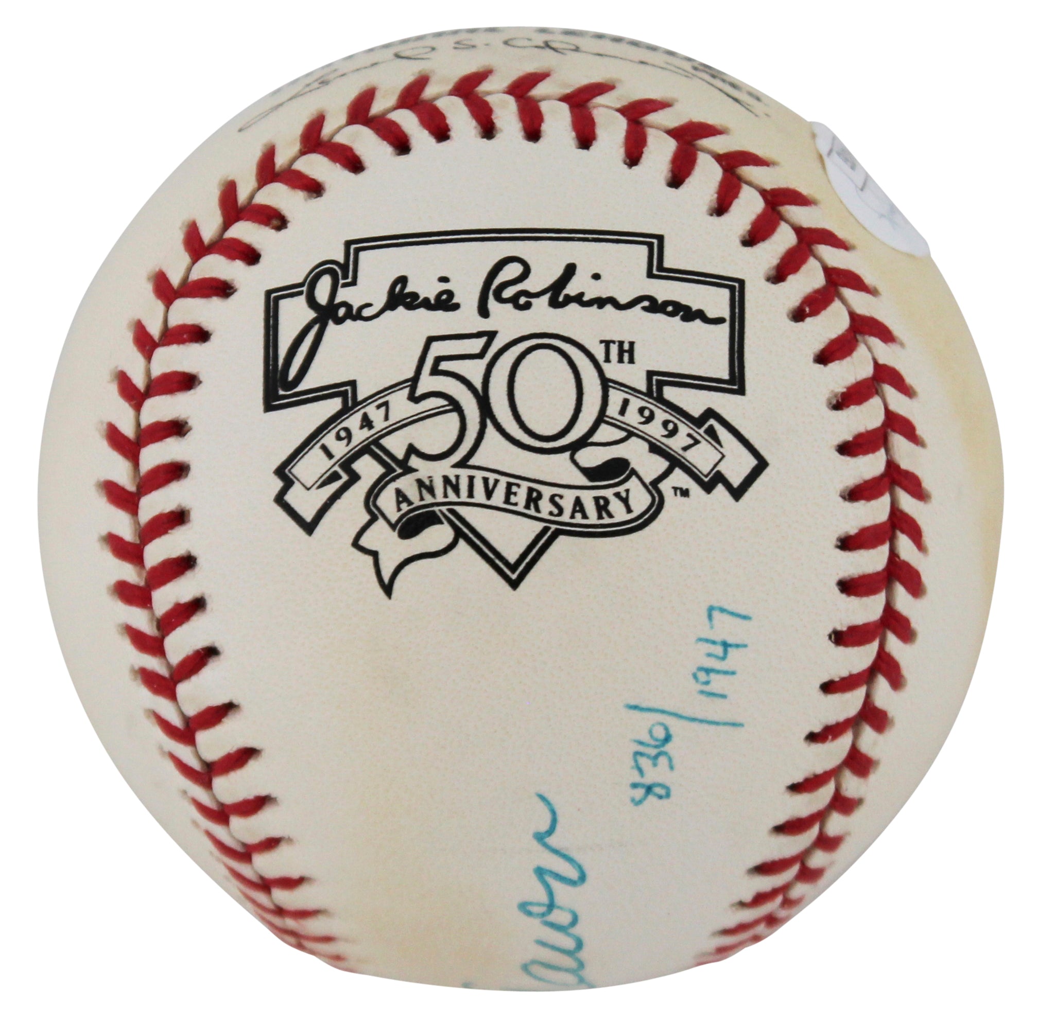 Braves Hank Aaron Signed Jackie Robinson 50th Logo Onl Baseball LE #836/1947 JSA