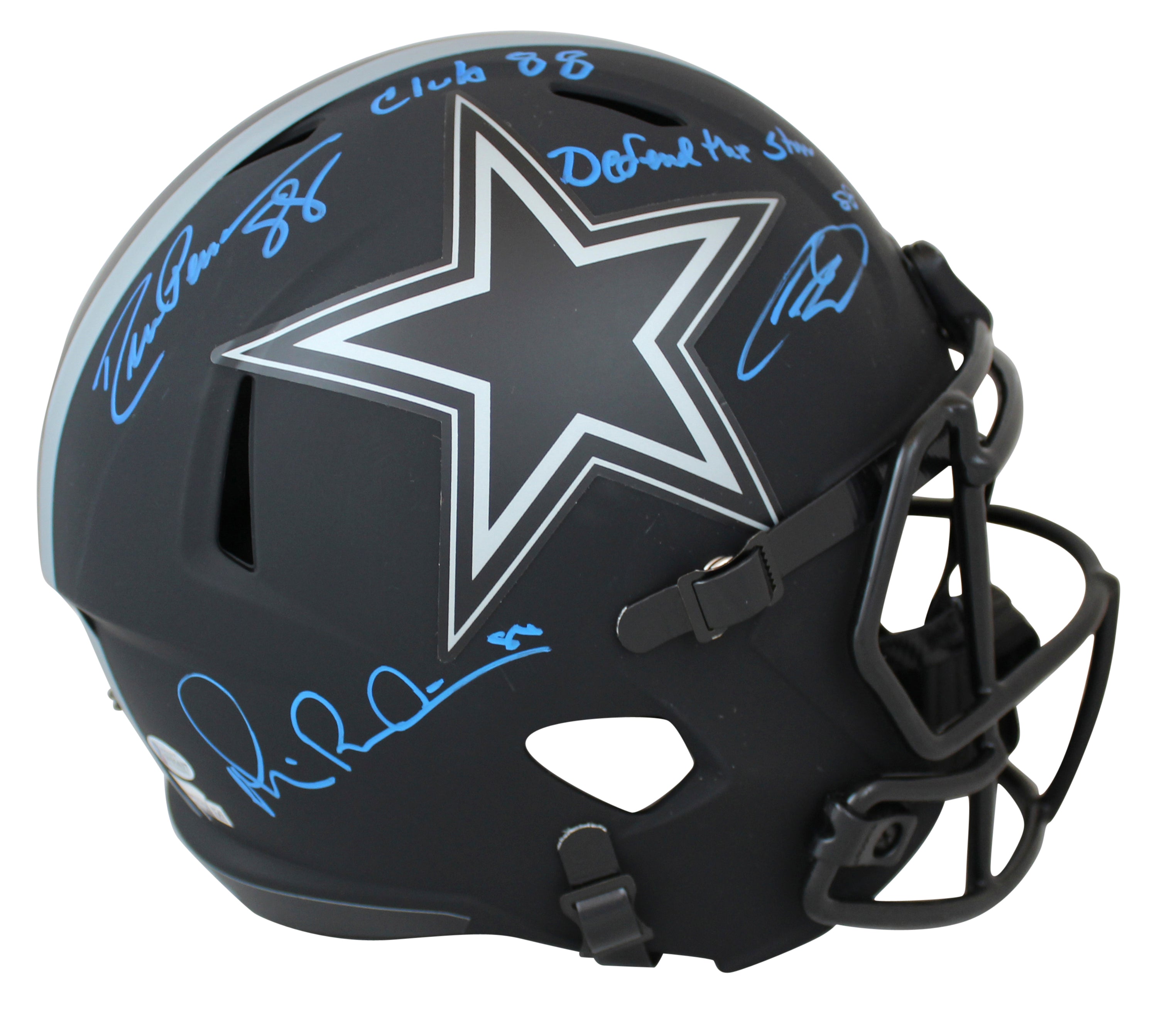 Cowboys Irvin, Pearson & Lamb Signed Eclipse F/S Speed Rep Helmet BAS Blue Sig