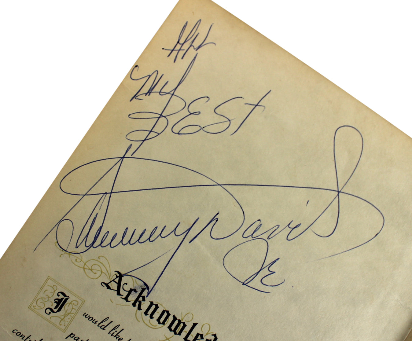 Sammy Davis Jr. "All My Best" Authentic Signed 7x14 Souvenir Program BAS #D07768