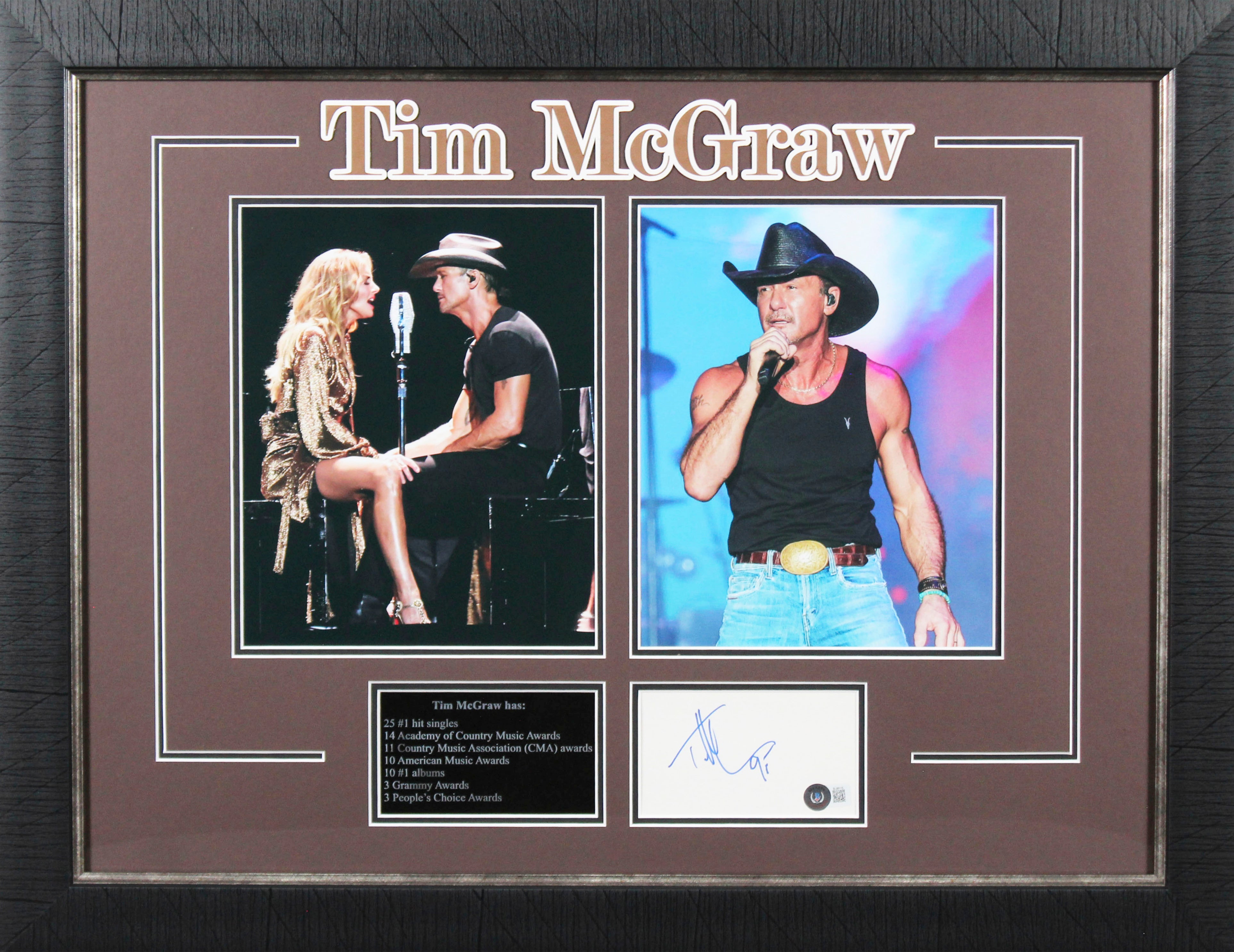 Tim McGraw Authentic Signed & Framed 3x5 Index Card Autographed BAS