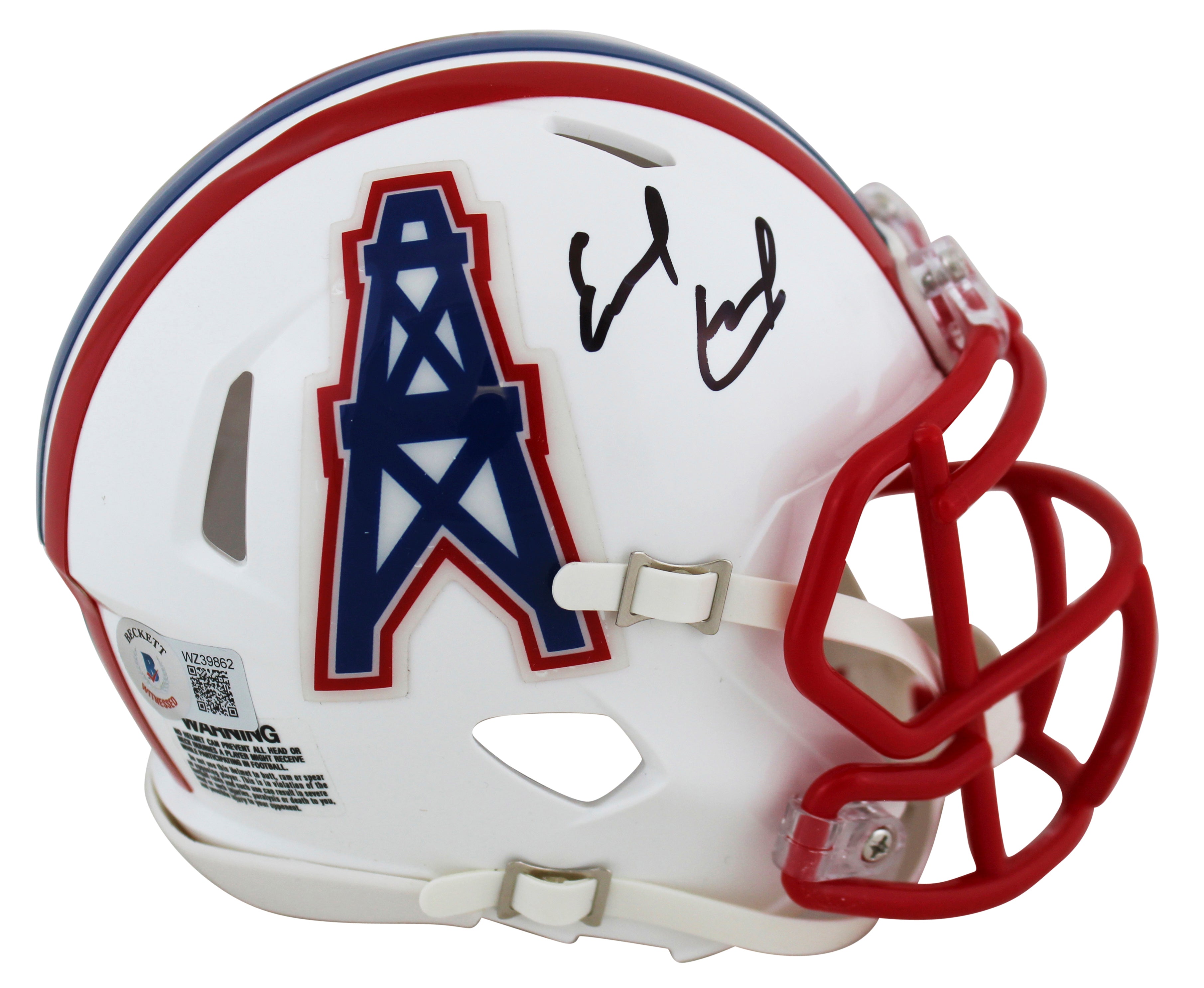 Oilers Earl Campbell Authentic Signed 1981-98 TB Speed Mini Helmet BAS Witness