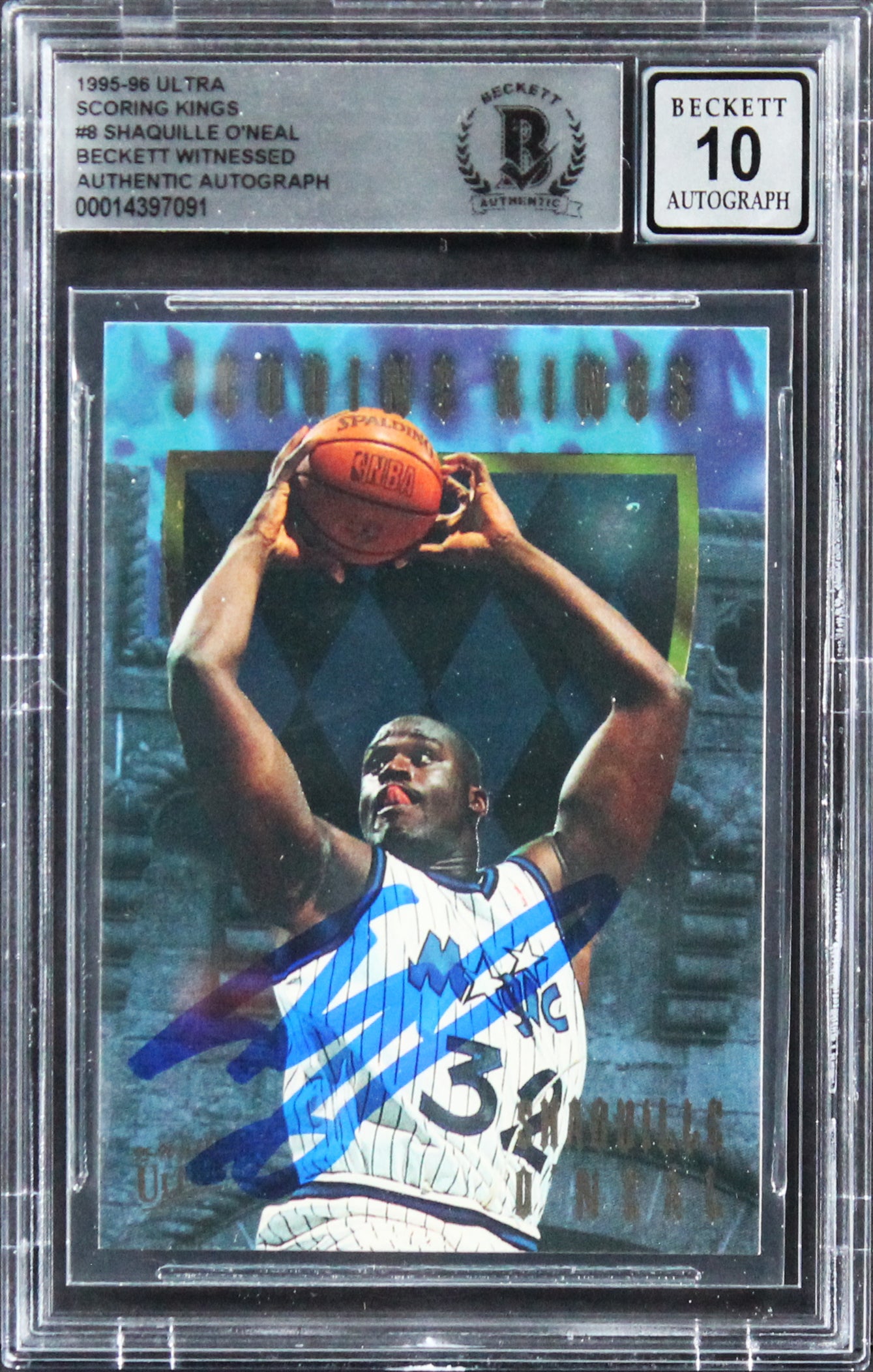 Magic Shaquille O'Neal Signed 1995 Ultra Scoring Kings #8 Card Auto 10! BAS Slab