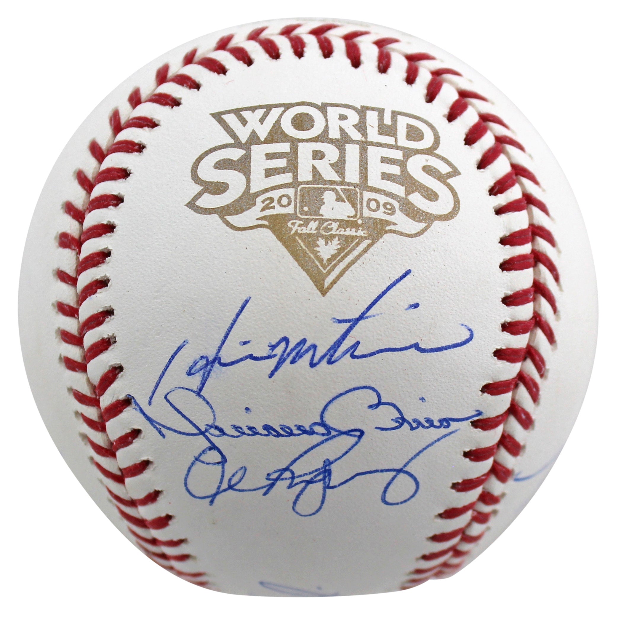 2009 Yankees (9) Jeter Rivera Posada Signed 2009 WS Logo Oml Baseball Steiner 1