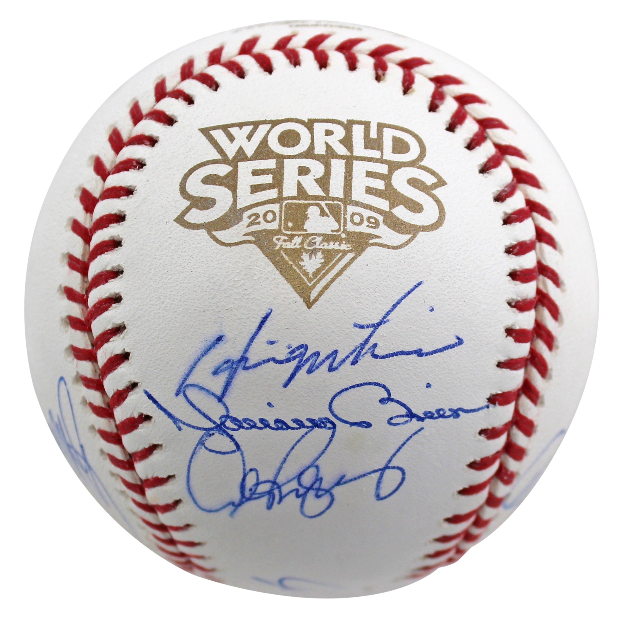 2009 Yankees (9) Jeter Rivera Posada Signed 2009 WS Logo Oml Baseball Steiner 1