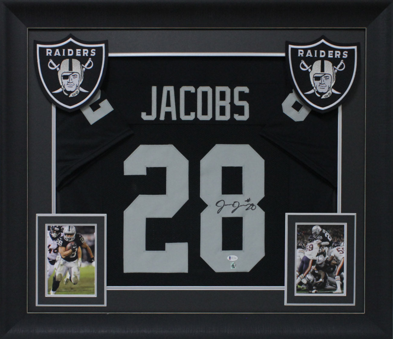 Josh Jacobs Authentic Signed Black Pro Style Framed Jersey BAS Witnessed