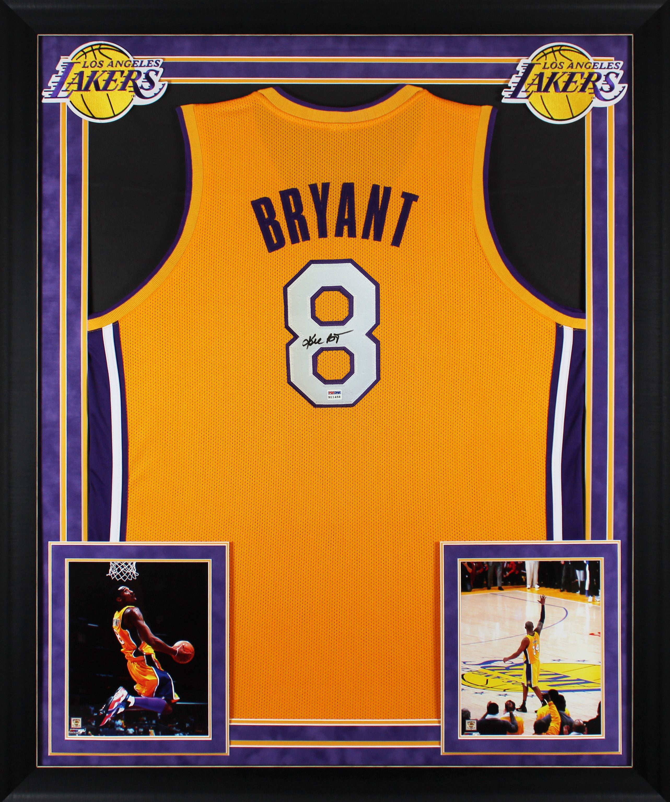 Lakers Kobe Bryant Signed M&N 2000-01 Yellow Framed Jersey PSA/DNA #B11458
