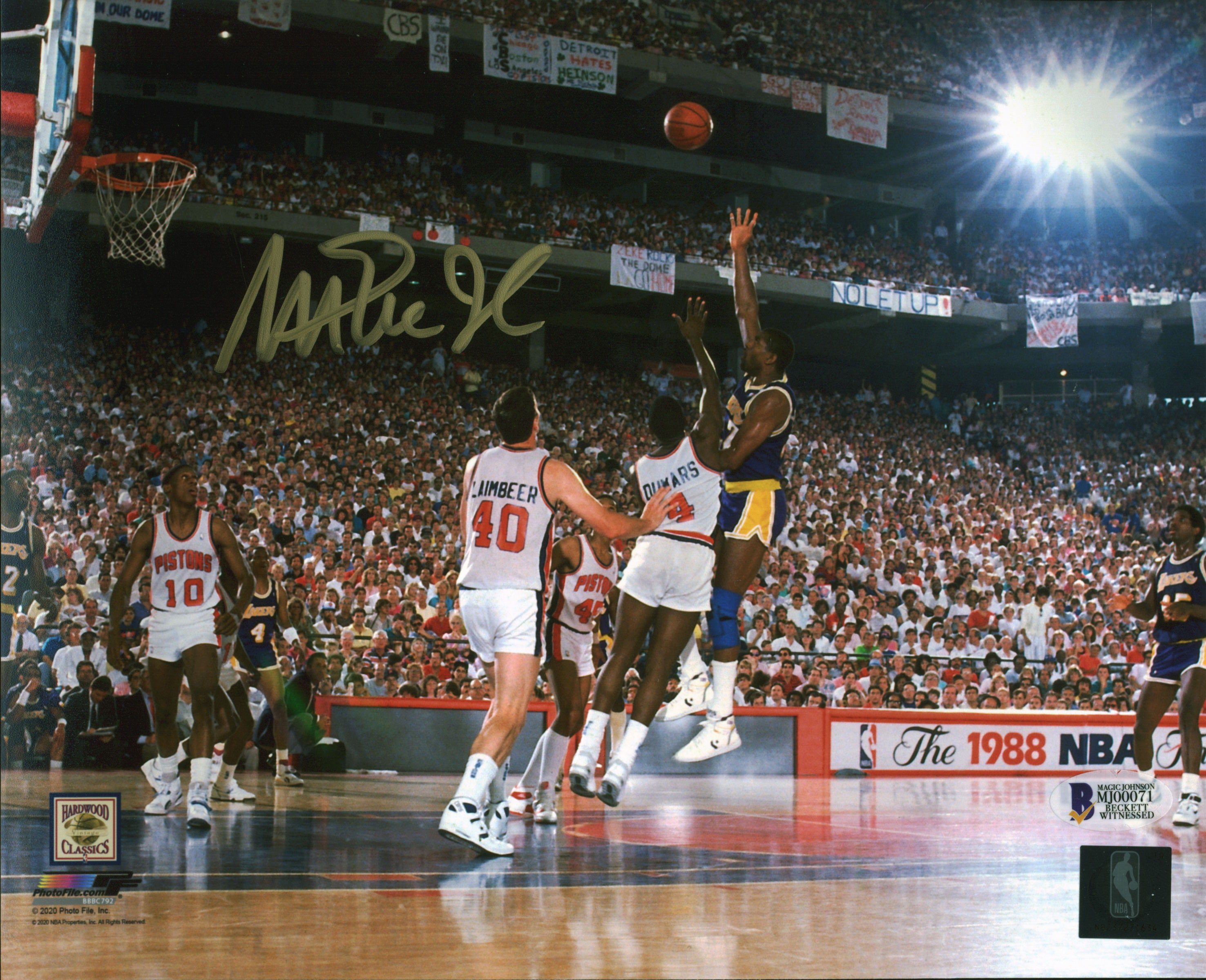 Lakers Magic Johnson Authentic Signed 8x10 1988 Finals Photo BAS Witnessed