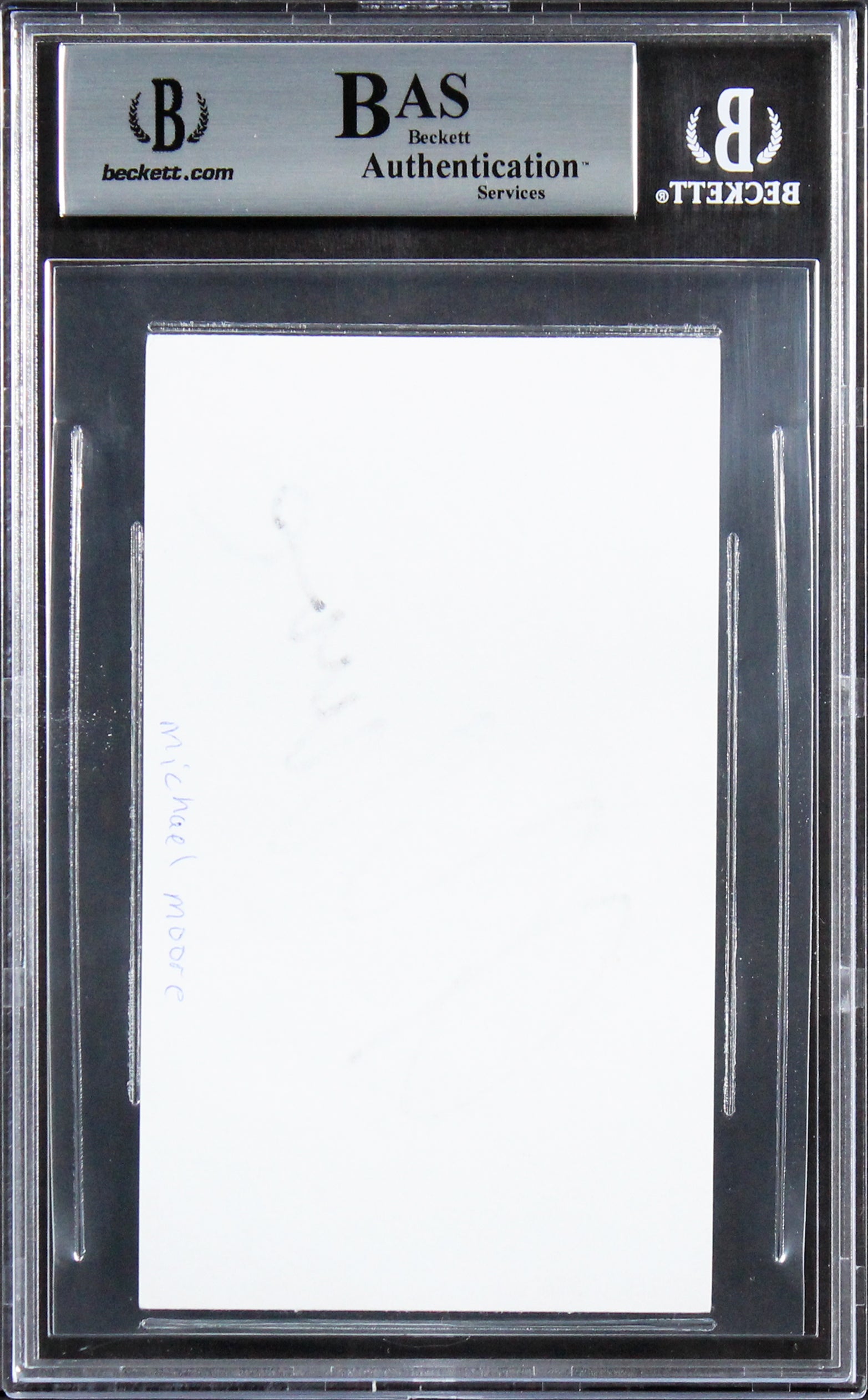Michael Moore Fahrenheit 911 Authentic Signed 3x5 Index Card BAS Slabbed