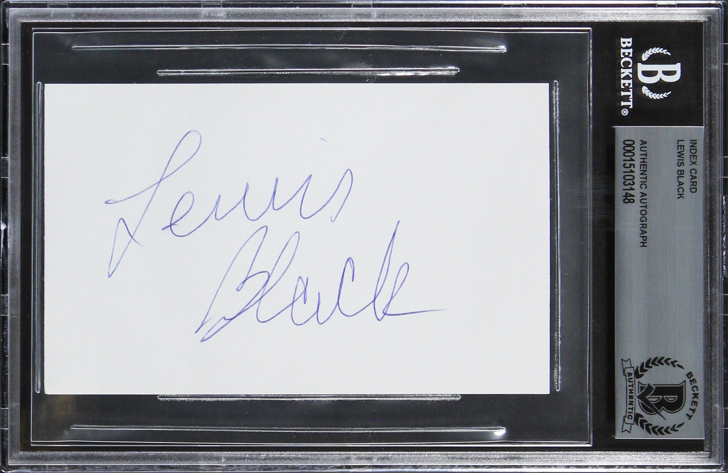 Lewis Black Accepted Authentic Signed 3x5 Index Card Autographed BAS Slabbed