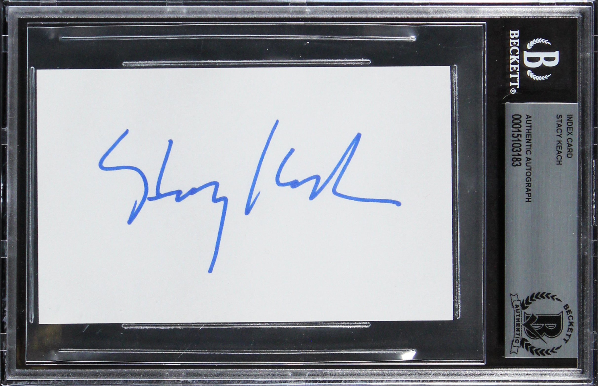 Stacy Keach The New Mike Hammer Authentic Signed 3x5 Index Card BAS Slabbed 1