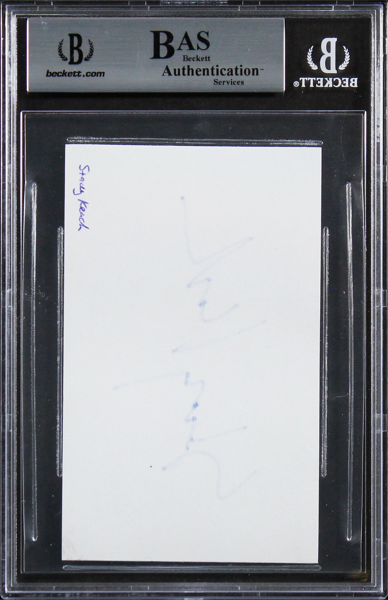 Stacy Keach The New Mike Hammer Authentic Signed 3x5 Index Card BAS Slabbed 1