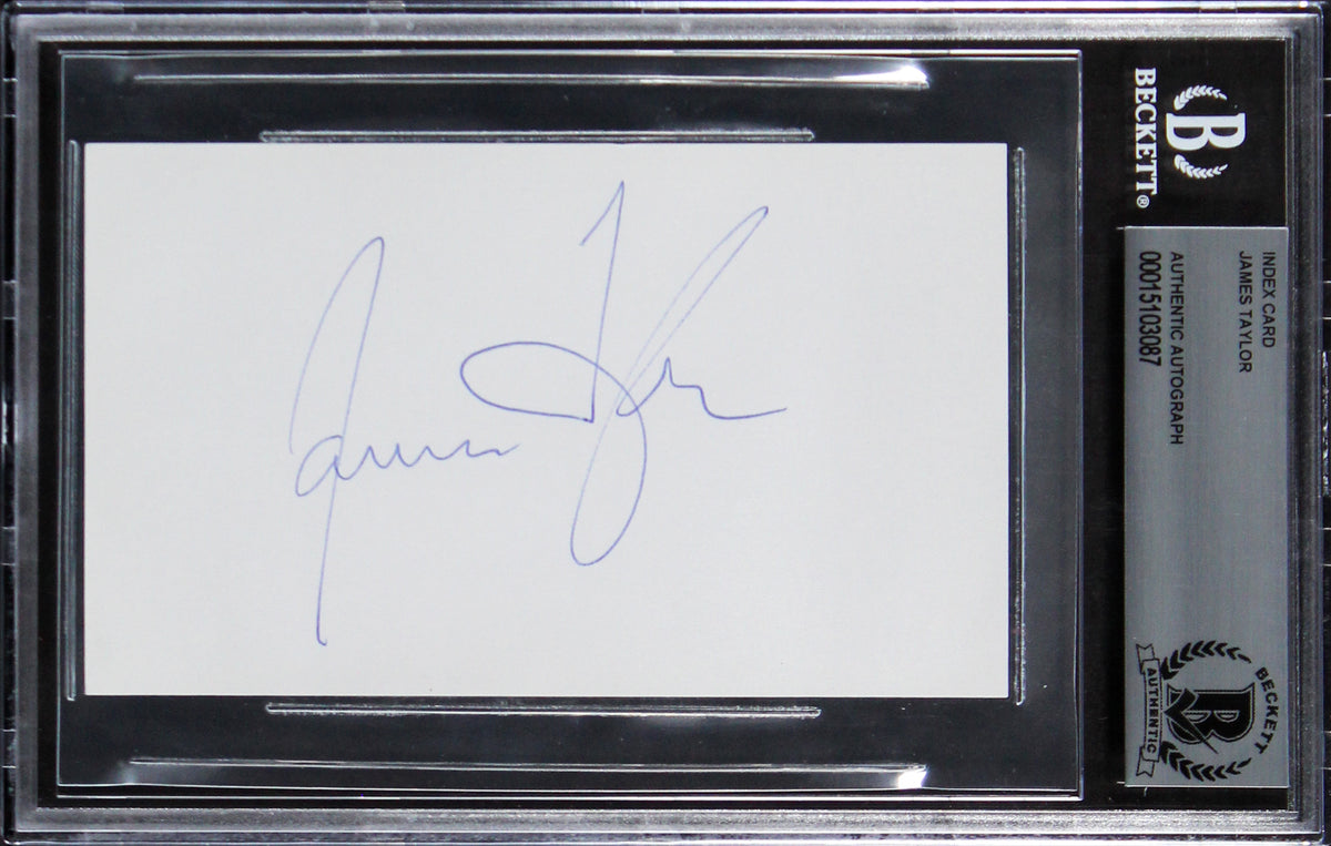 James Taylor Authentic Signed 3x5 Index Card Autographed BAS Slabbed