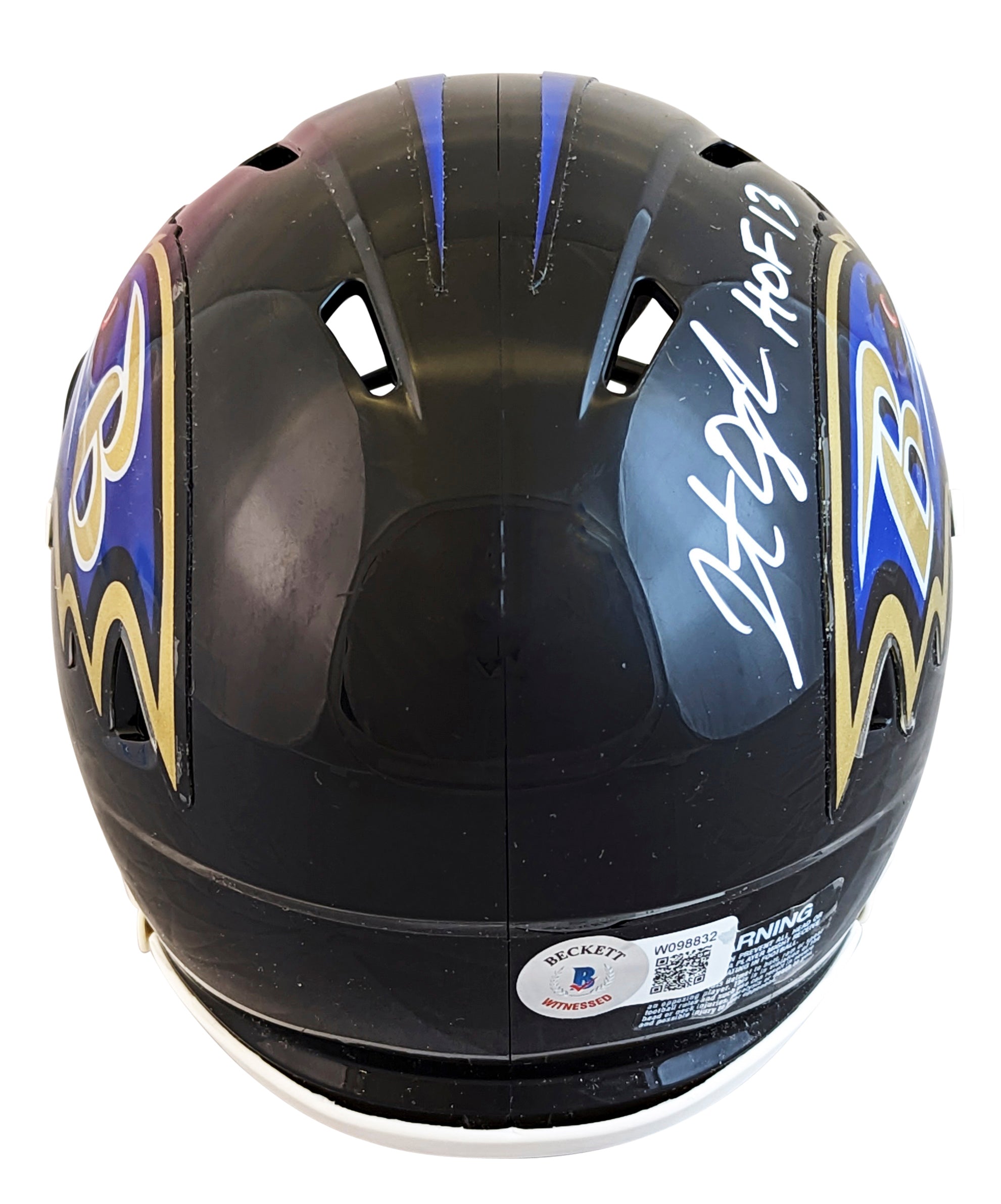 Ravens Jonathan Ogden "HOF 13" Authentic Signed Speed Mini Helmet BAS Witnessed