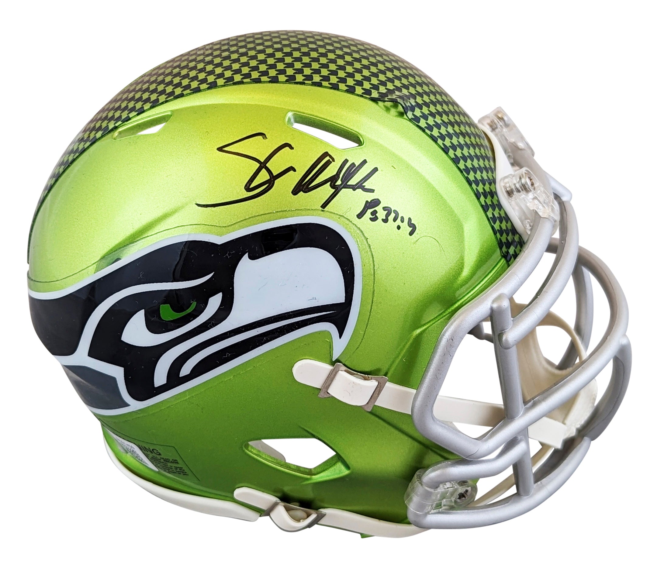 Seahawks Shaun Alexander Authentic Signed Flash Speed Mini Helmet BAS Witnessed