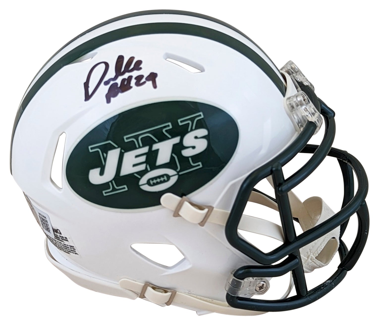 Jets Darrelle Revis Authentic Signed 98-18 TB Speed Mini Helmet BAS Witnessed