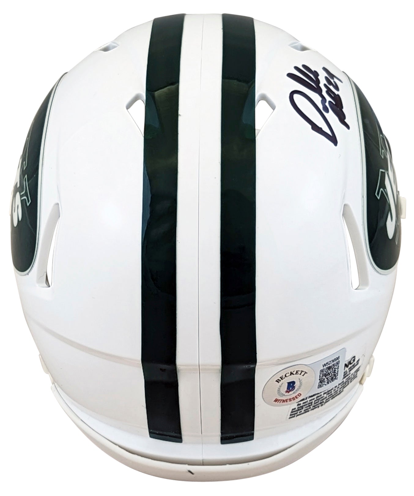 Jets Darrelle Revis Authentic Signed 98-18 TB Speed Mini Helmet BAS Witnessed