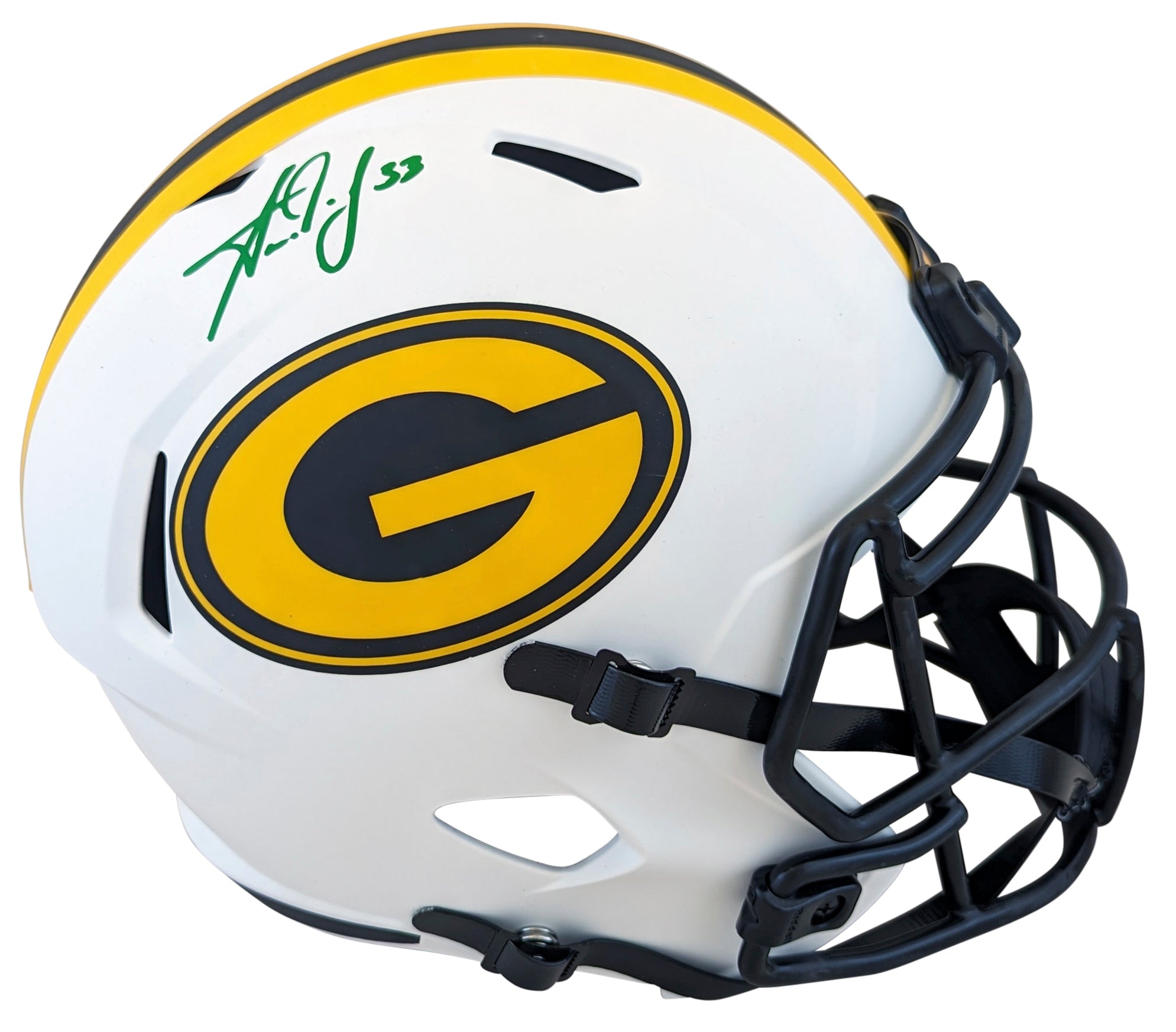 Packers Aaron Jones Authentic Signed Lunar Full Size Speed Rep Helmet BAS Wit