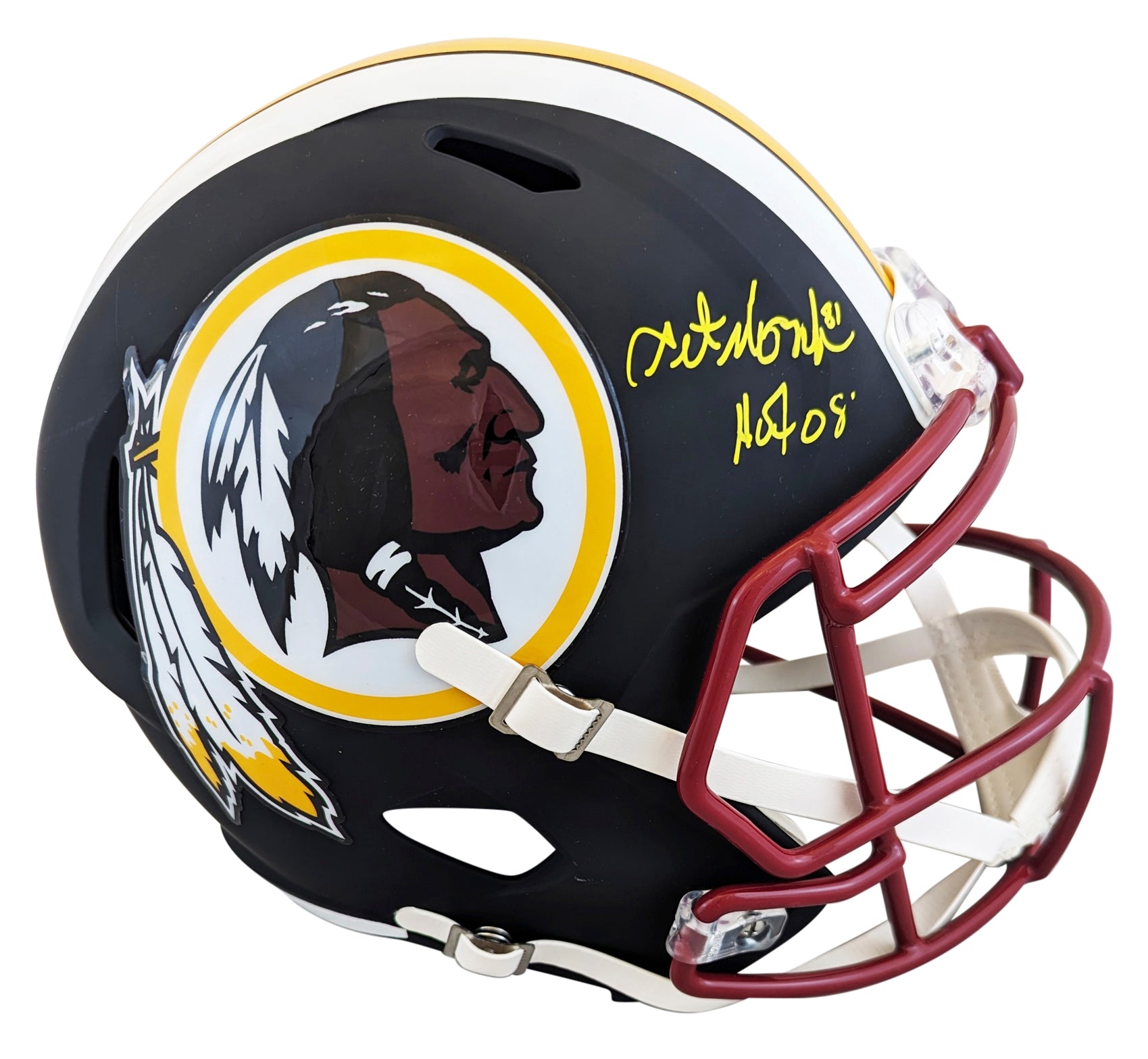 Art Monk "HOF 08" Signed Flat Black Full Size Speed Rep Helmet BAS Witnessed