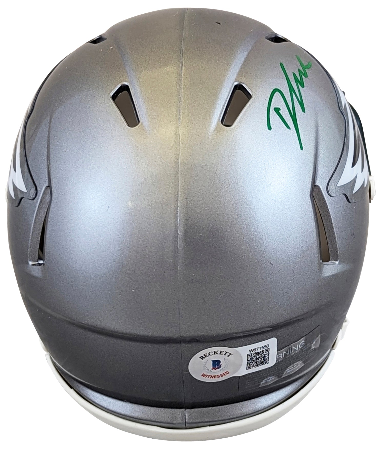 Eagles D'Andre Swift Authentic Signed Flash Speed Mini Helmet BAS Witnessed