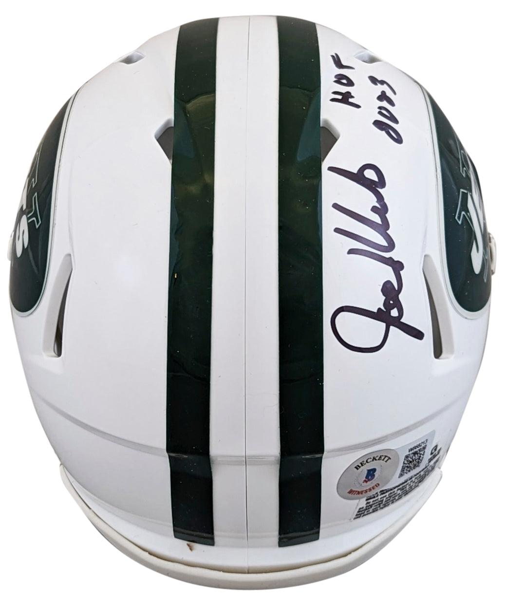 Jets Joe Klecko "HOF 23" Authentic Signed 98-18 TB Speed Mini Helmet BAS Witness