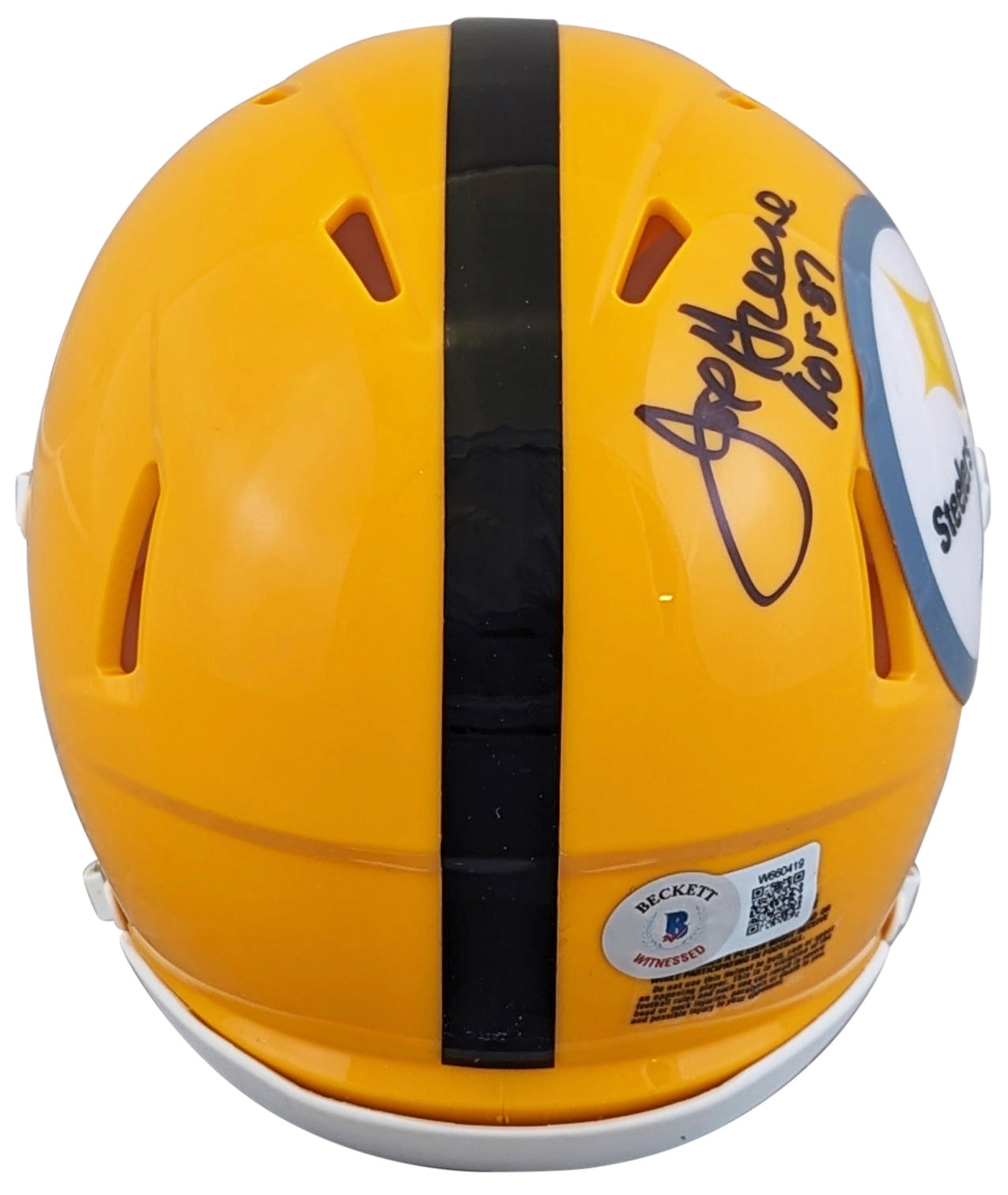 Steelers Joe Greene "HOF 87" Signed 1962 TB Speed Mini Helmet BAS Witnessed