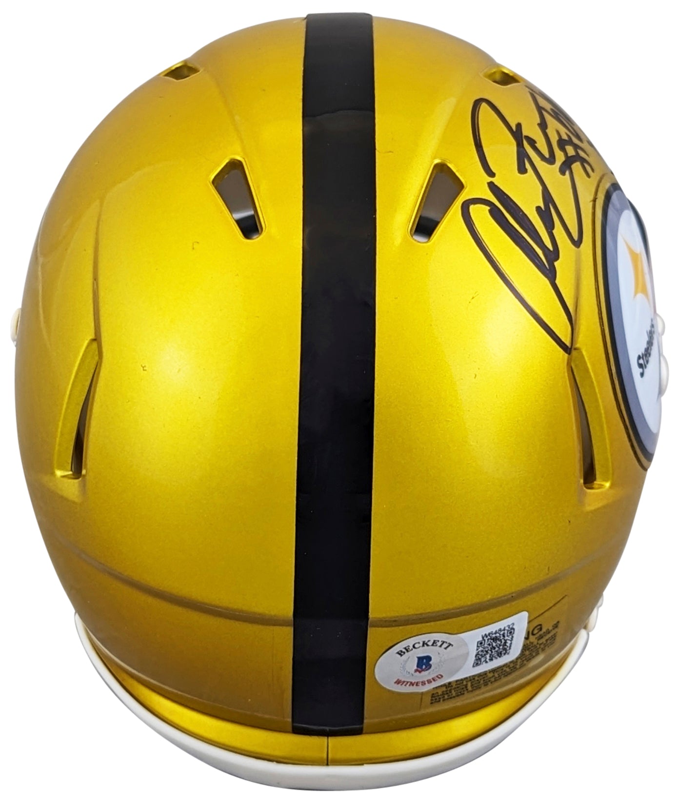 Steelers Alan Faneca "HOF 21" Signed Flash Speed Mini Helmet BAS Witnessed