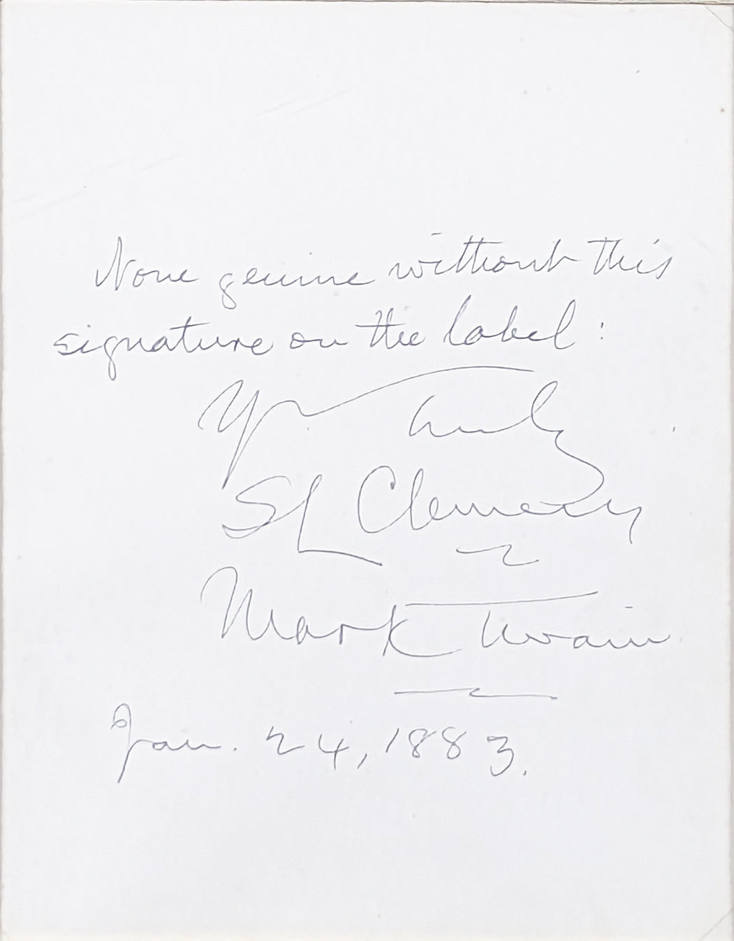 Samuel Clemens "Yours Truly Mark Twain" Signed & Framed 6x8 Cut Signature PSA