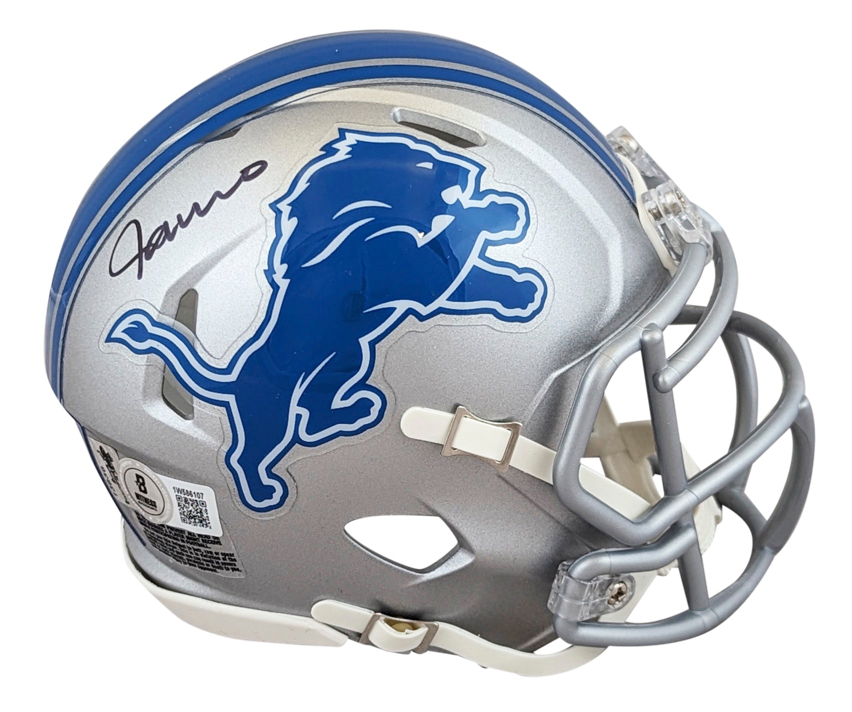 Lions Jameson Williams Authentic Signed Speed Mini Helmet W/ Case BAS Witnessed