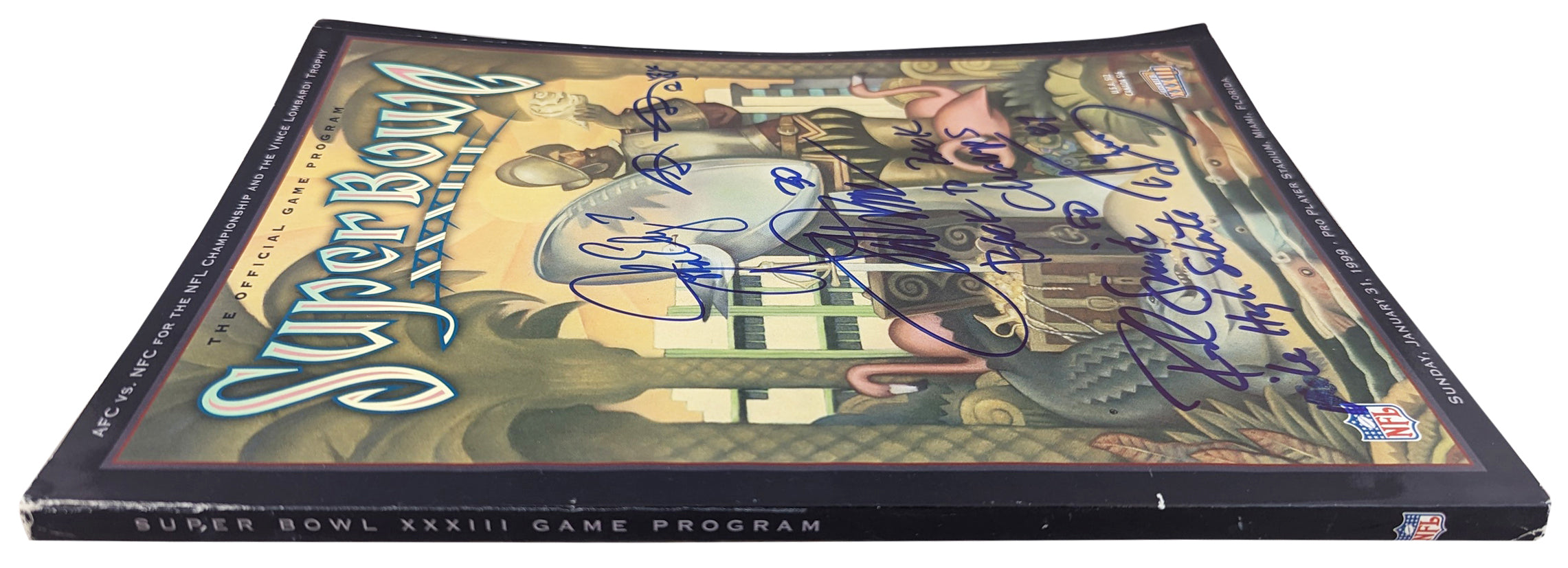(5) Elway, Davis, Smith, McCaffrey & Sharpe Signed SB XXXIII Program BAS Wit 2