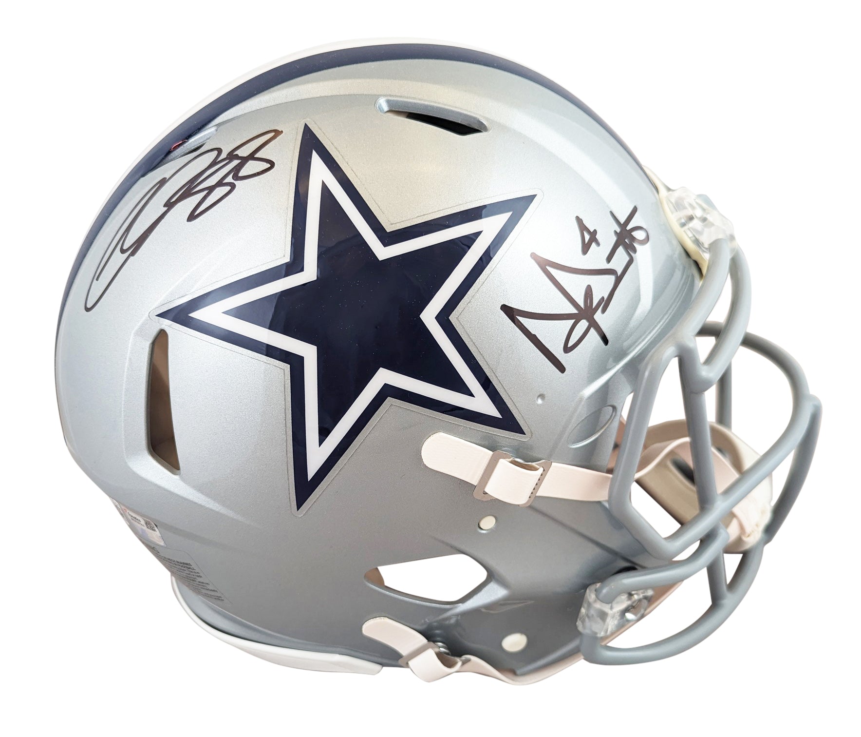 Cowboys CeeDee Lamb & Dak Prescott Signed F/S Speed Proline Helmet W/ Case BAS W