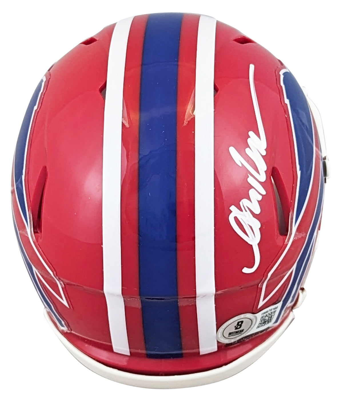 Bills Andre Reed Signed 1987-01 TB Speed Mini Helmet W/ Case BAS Witnessed