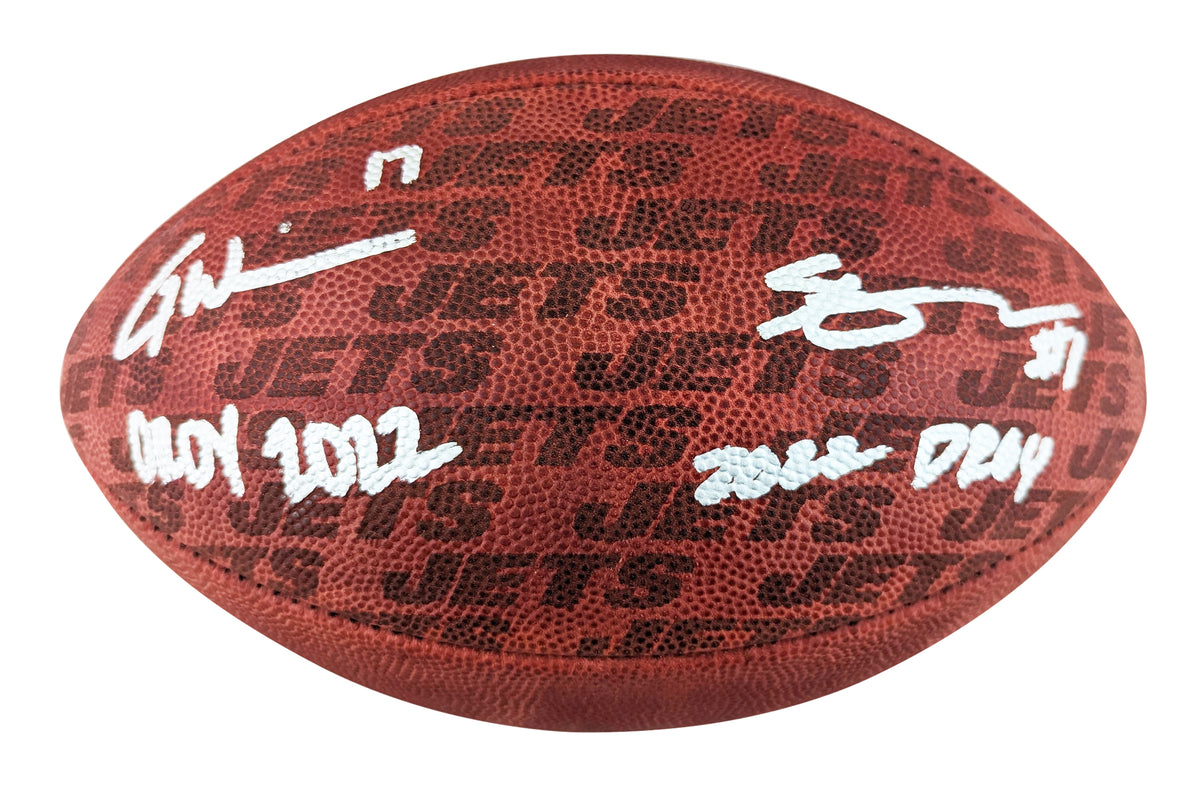 Jets Ahman "Sauce" Gardner & Garrett Wilson Signed "Duke" Football W/ Case BAS W